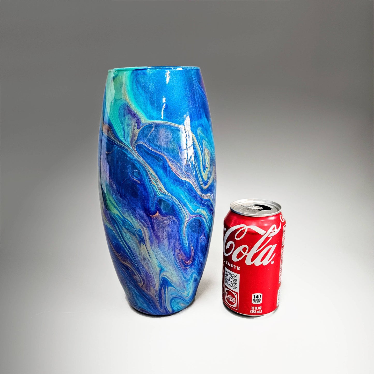 Aqua Purple Gold and Blue Modern Vase