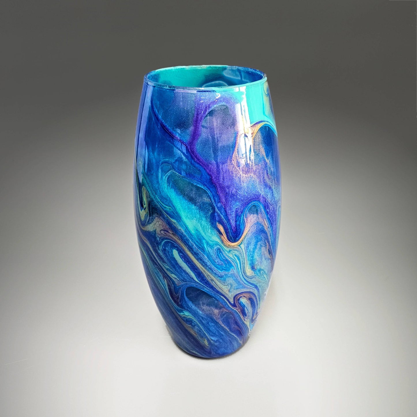 Aqua Purple Gold and Blue Modern Vase