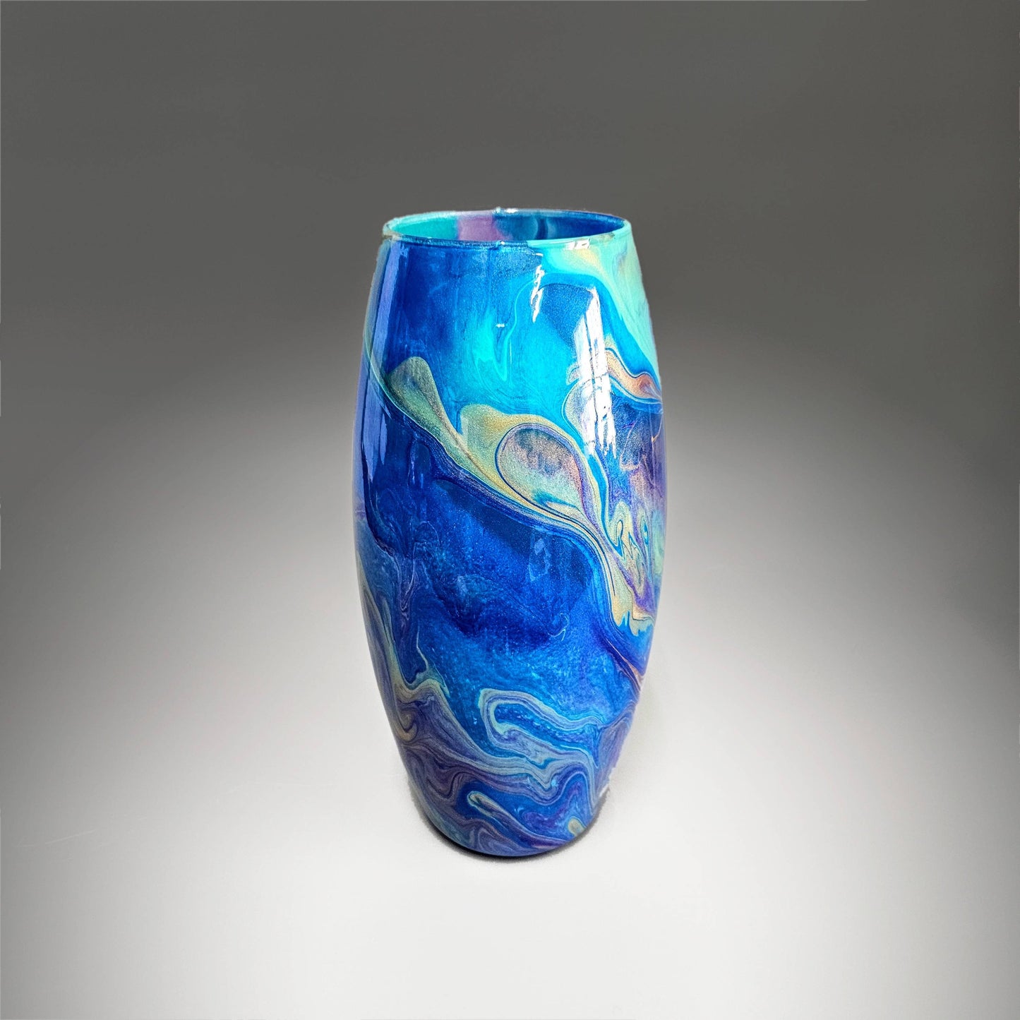 Aqua Purple Gold and Blue Modern Vase