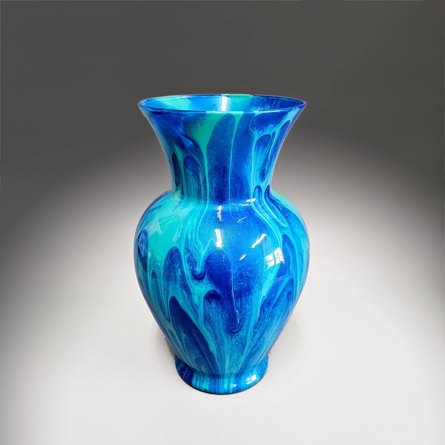 Painted Vase in Aqua Bright Blue