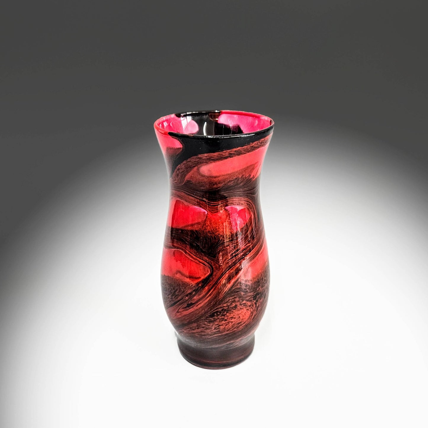Painted Glass Art Bud Vases in Red and Black | Set of 2