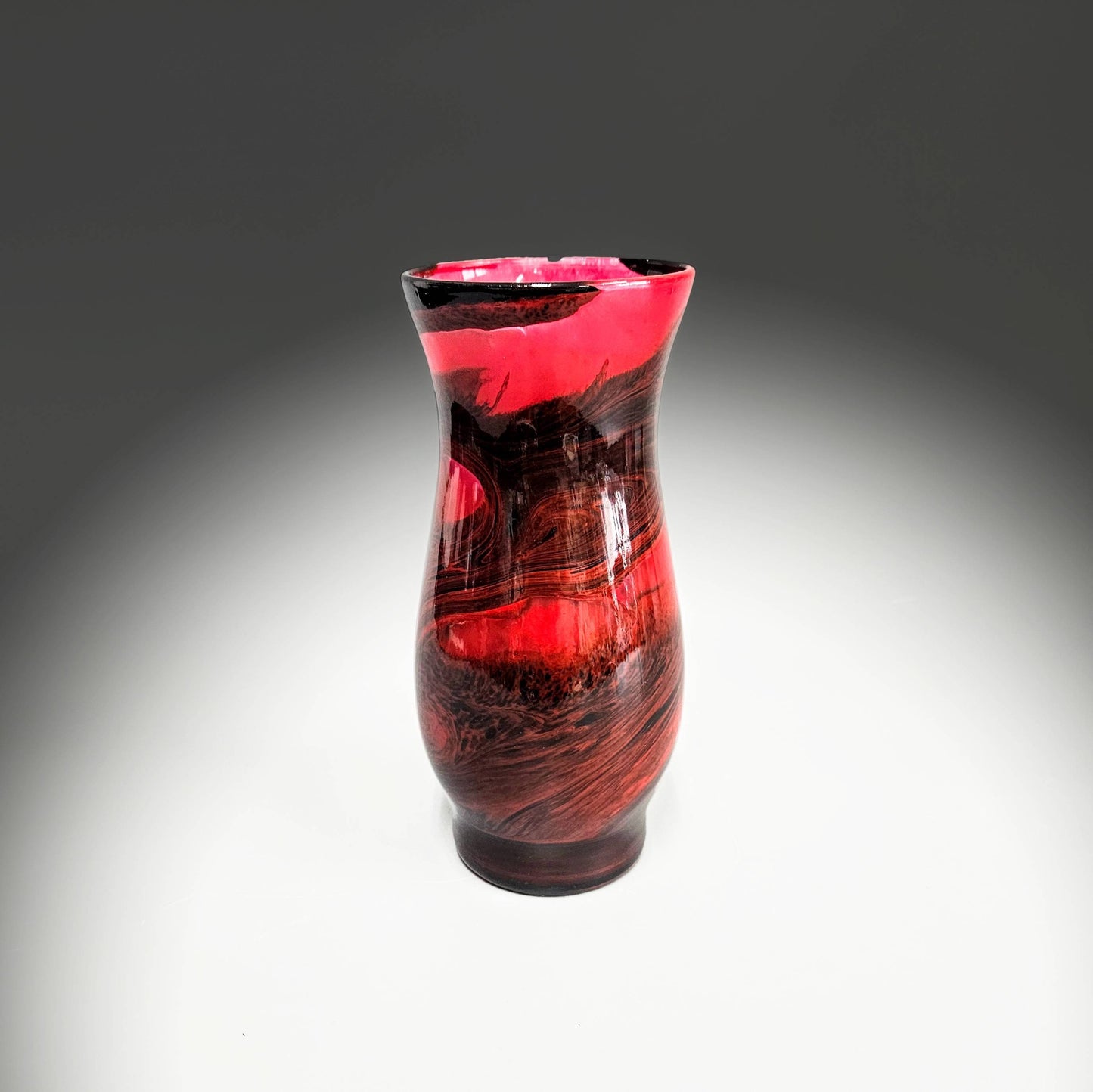 Painted Glass Art Bud Vases in Red and Black | Set of 2