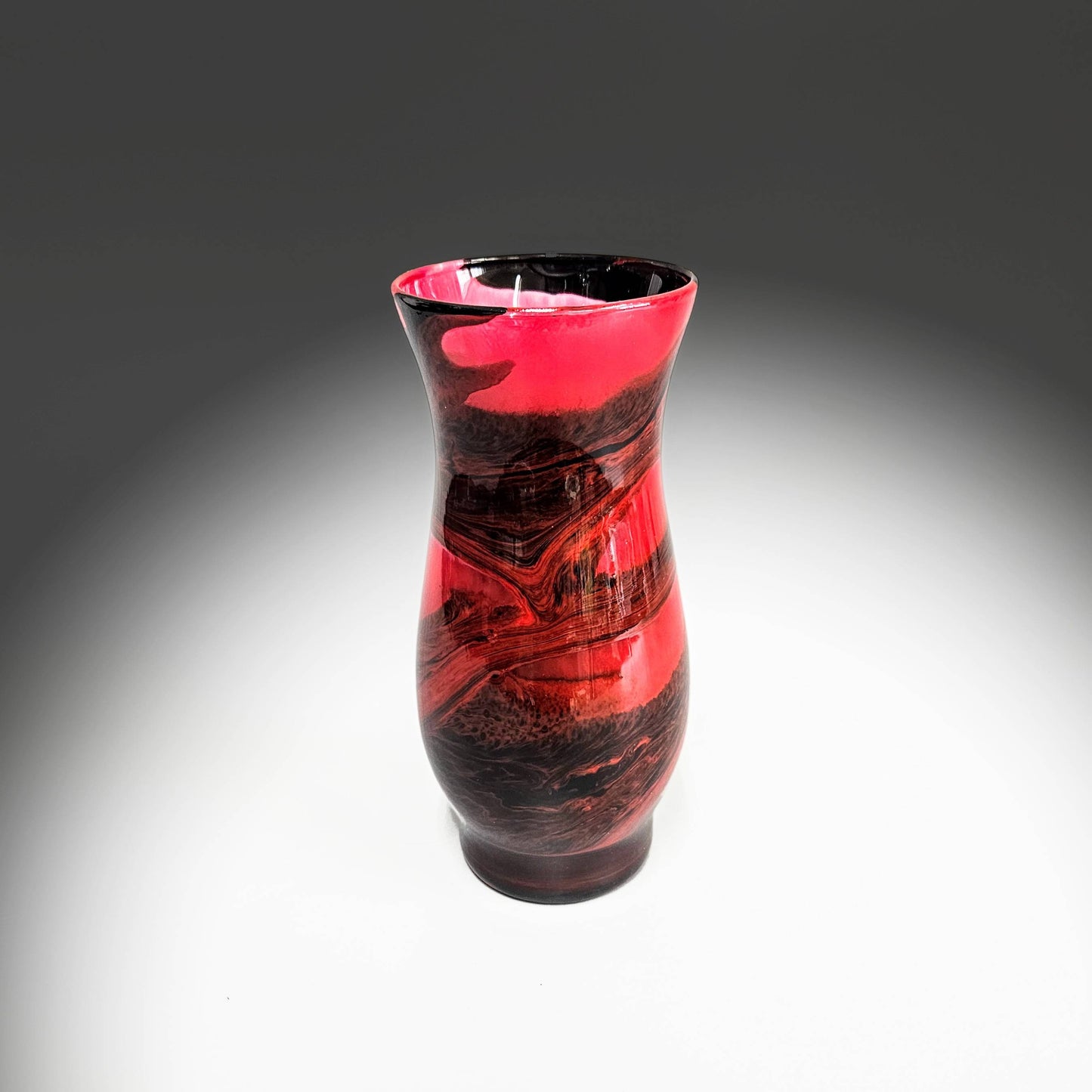 Painted Glass Art Bud Vases in Red and Black | Set of 2
