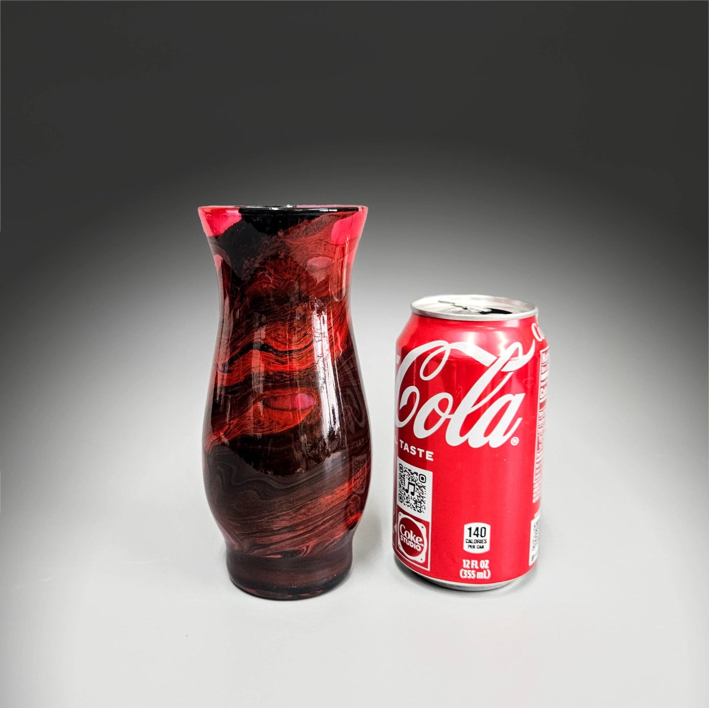 Painted Glass Art Bud Vases in Red and Black | Set of 2