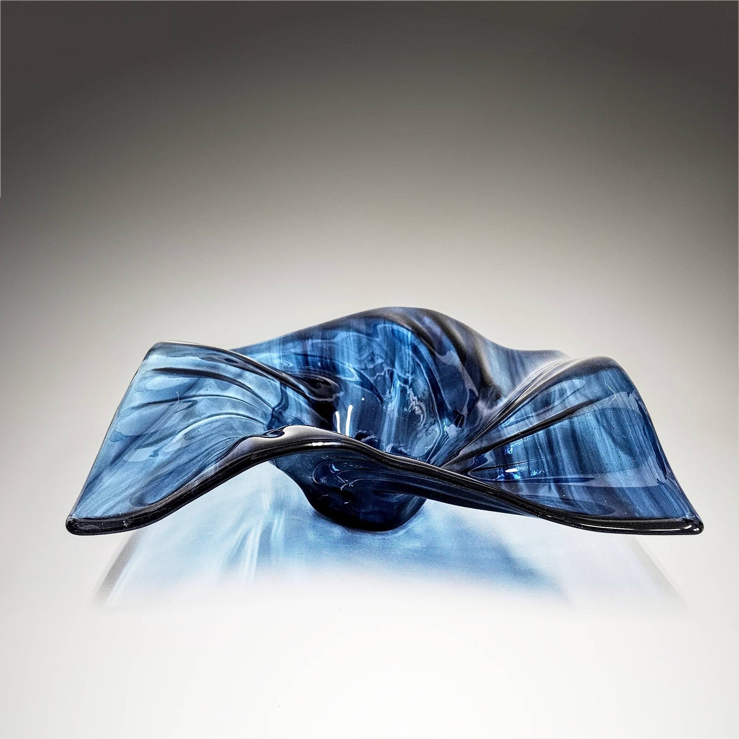 Glass Art Wave Bowl in Midnight Blue