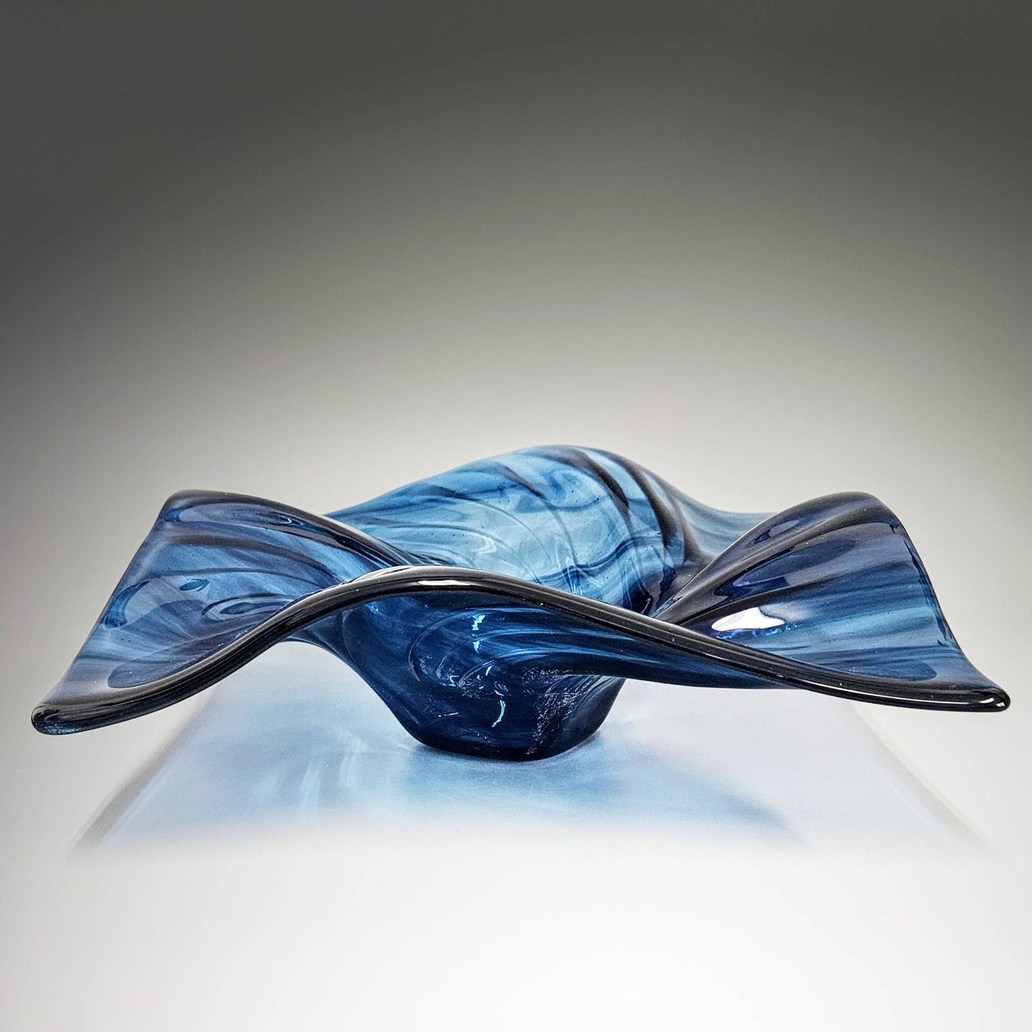 Glass Art Wave Bowl in Midnight Blue