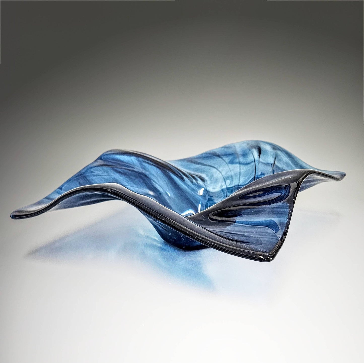 Glass Art Wave Bowl in Midnight Blue