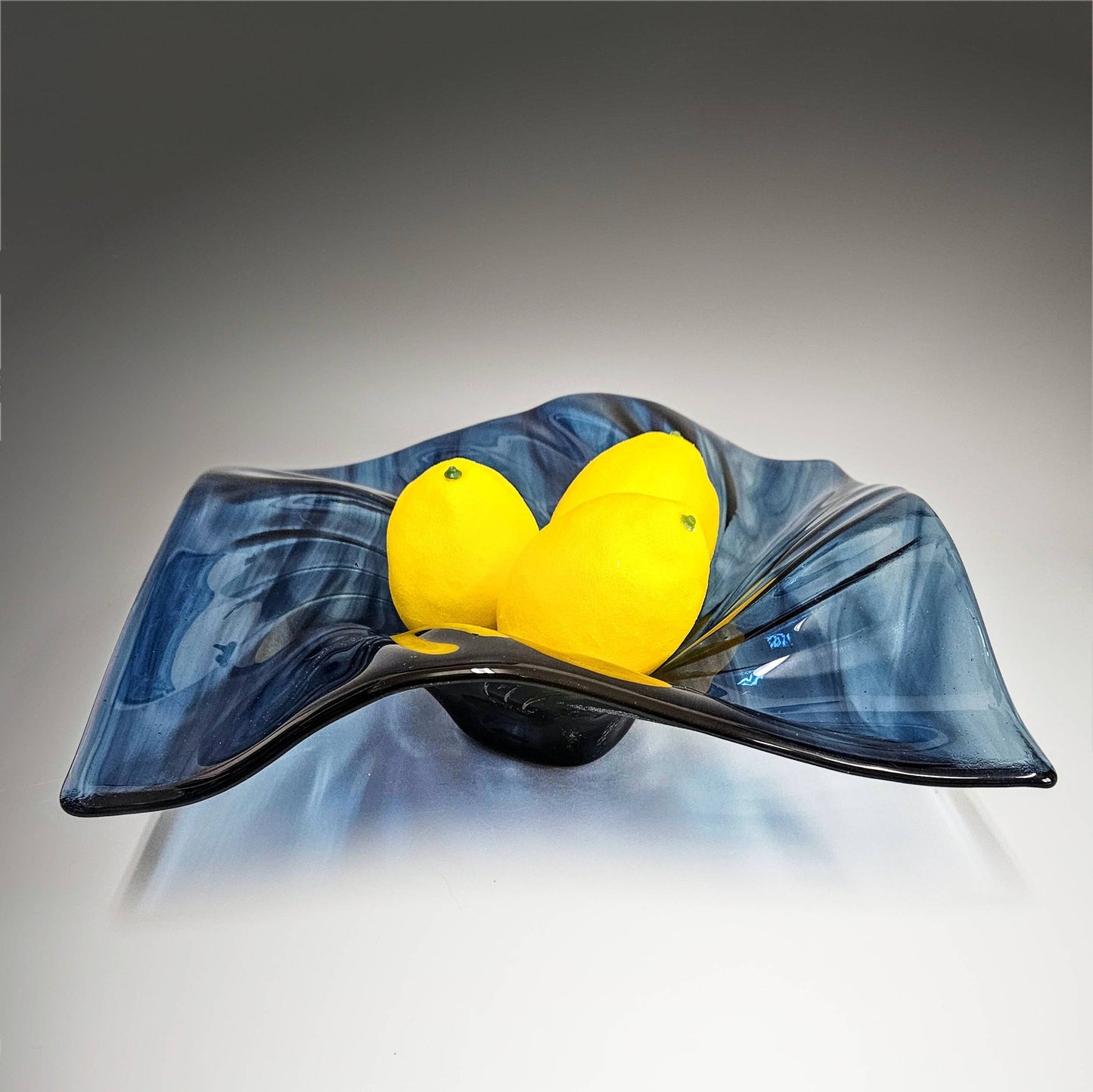 Glass Art Wave Bowl in Midnight Blue