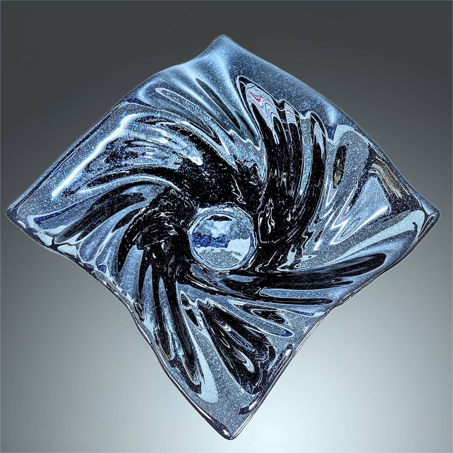 Glass Art Wave Bowl in Midnight Blue Aventurine