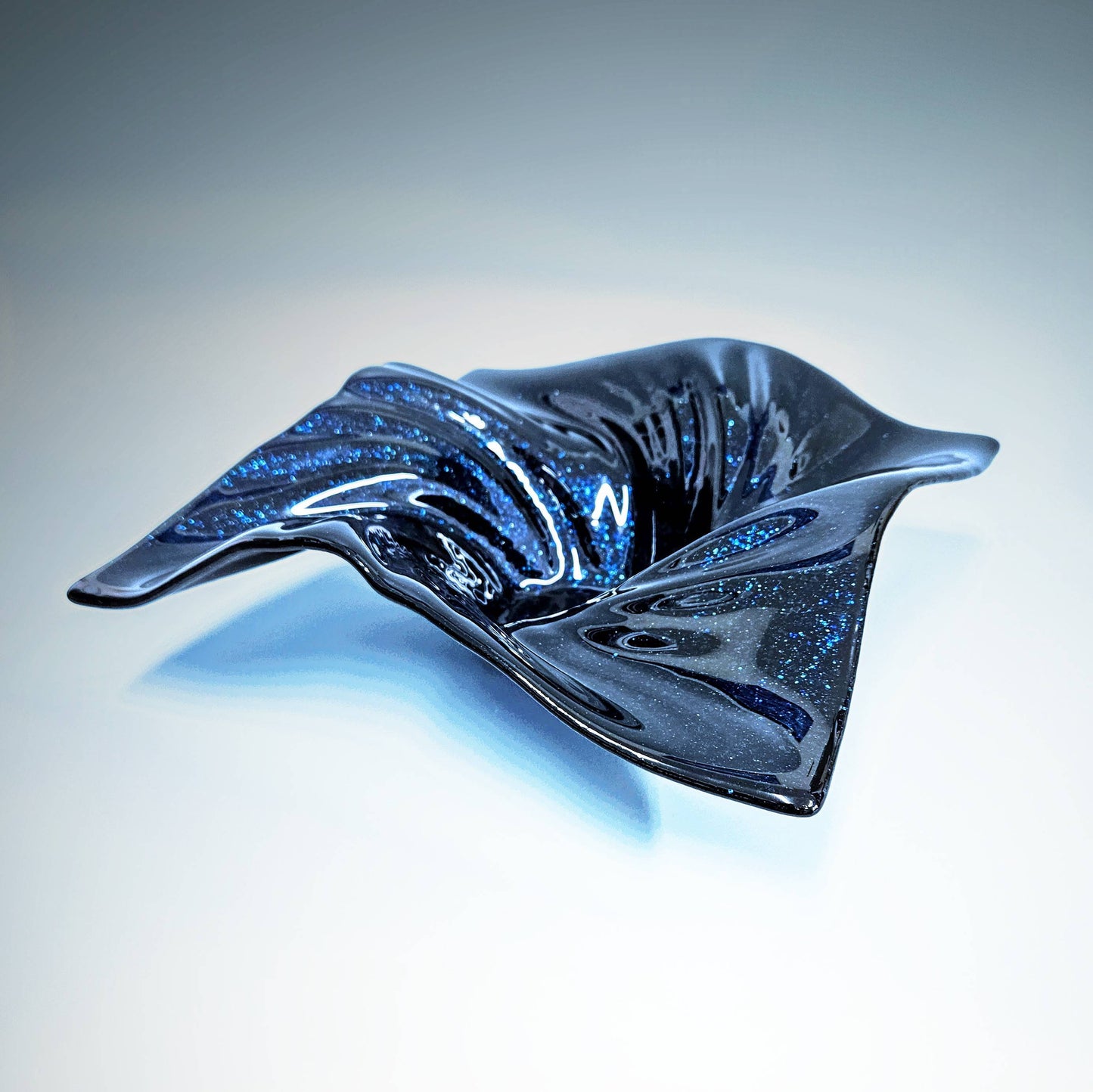Glass Art Wave Bowl in Midnight Blue Aventurine