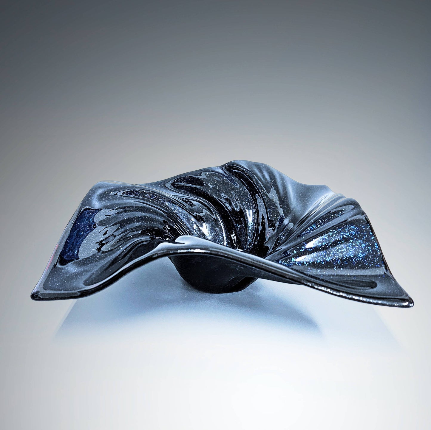 Glass Art Wave Bowl in Midnight Blue Aventurine