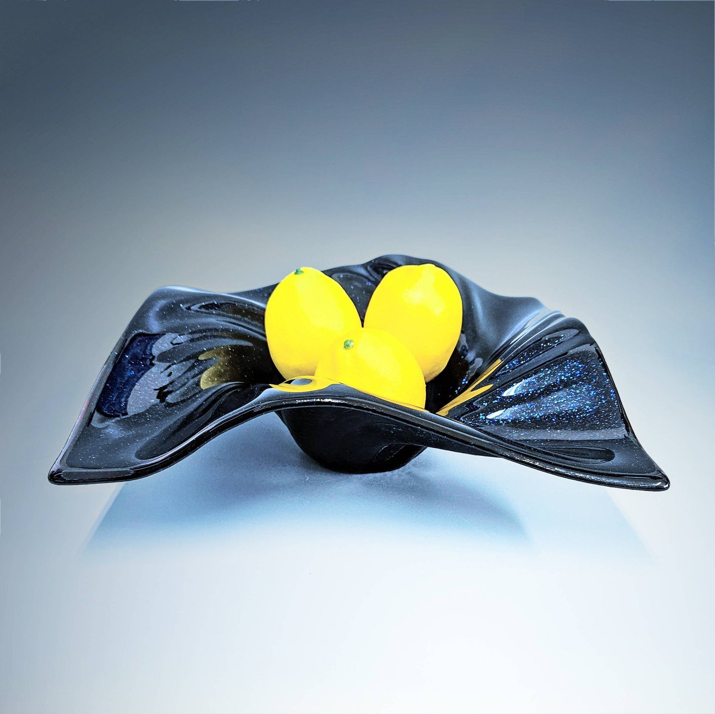 Glass Art Wave Bowl in Midnight Blue Aventurine