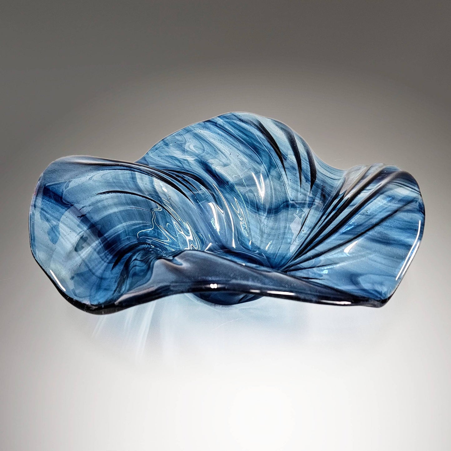 Glass Art Wave Bowl in Midnight Blue