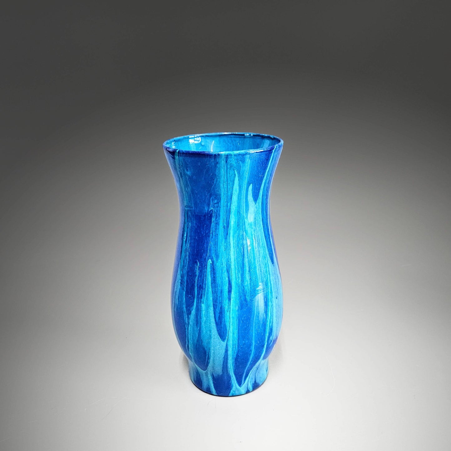 Painted Glass Art Bud Vases in Aqua Navy Blue | Set of 2