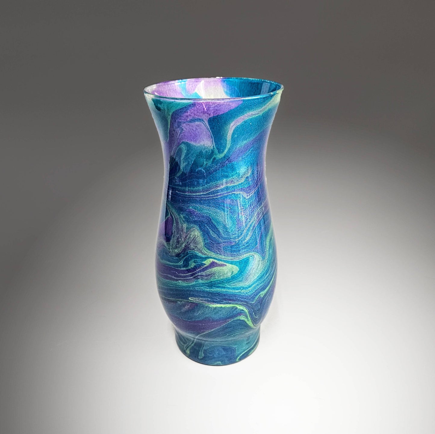 Painted Glass Vase in Teal Purple Gold