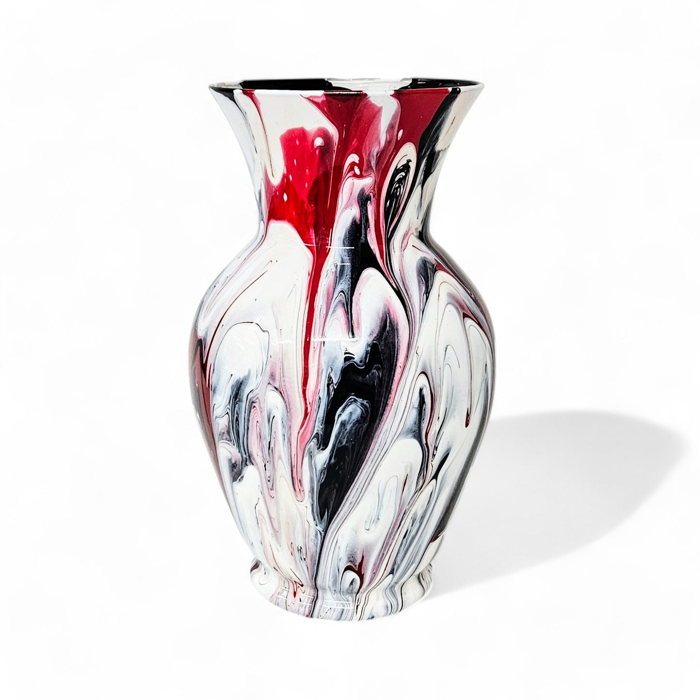 Large Vase in Red White and Black | Handcrafted Glass Art Gift Ideas