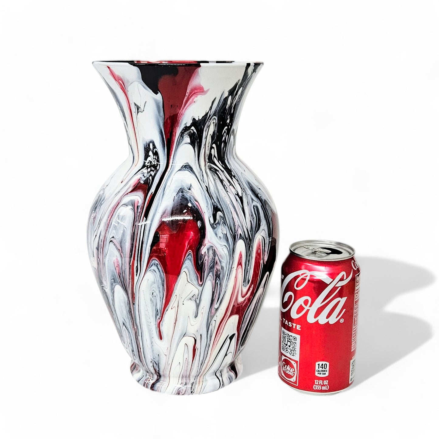 Large Vase in Red White and Black | Handcrafted Glass Art Gift Ideas