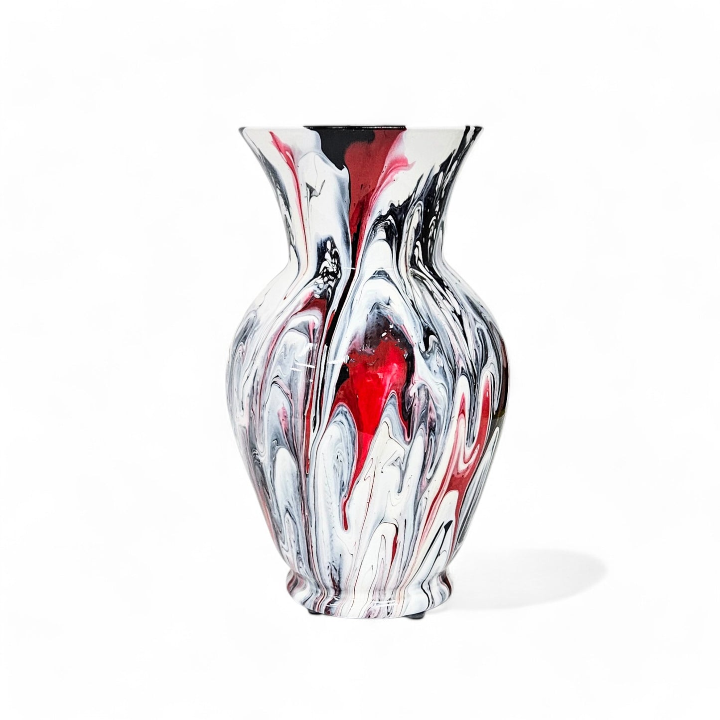 Large Vase in Red White and Black | Handcrafted Glass Art Gift Ideas