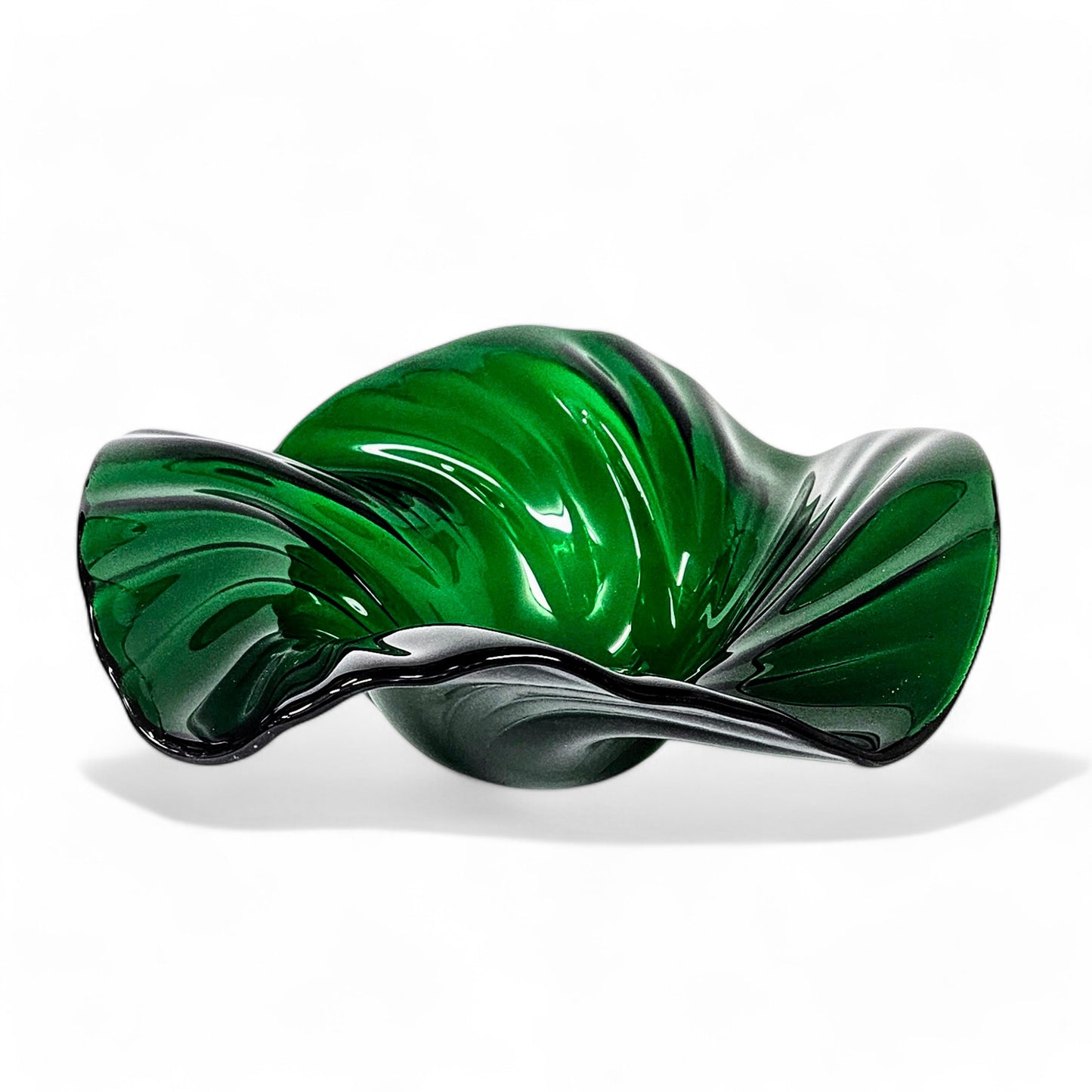 Glass Art Wave Bowl in Emerald Teal