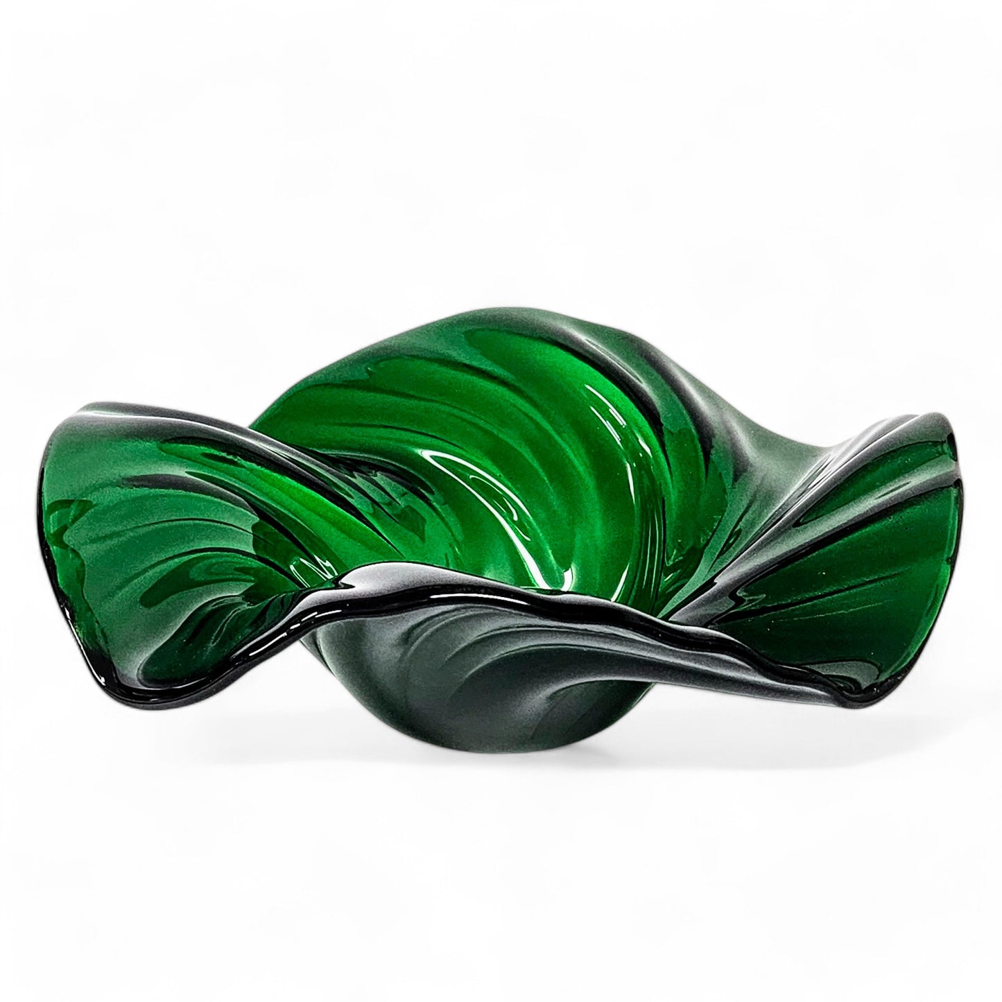 Glass Art Wave Bowl in Emerald Teal