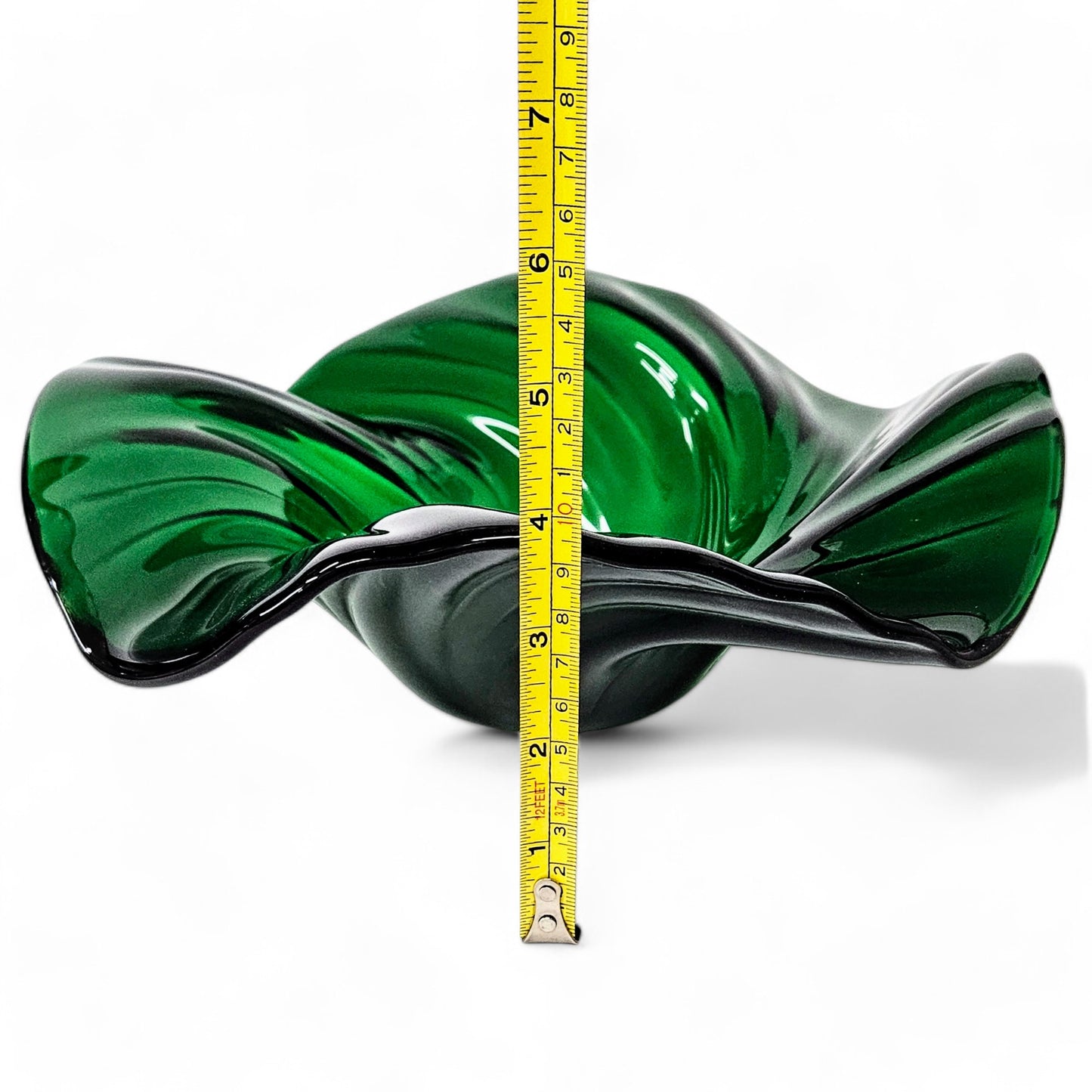Glass Art Wave Bowl in Emerald Teal