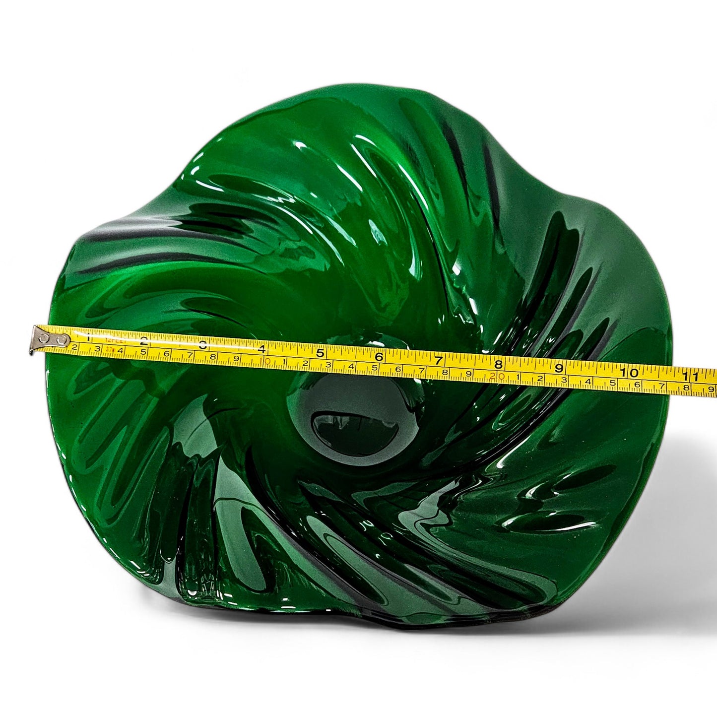 Glass Art Wave Bowl in Emerald Teal