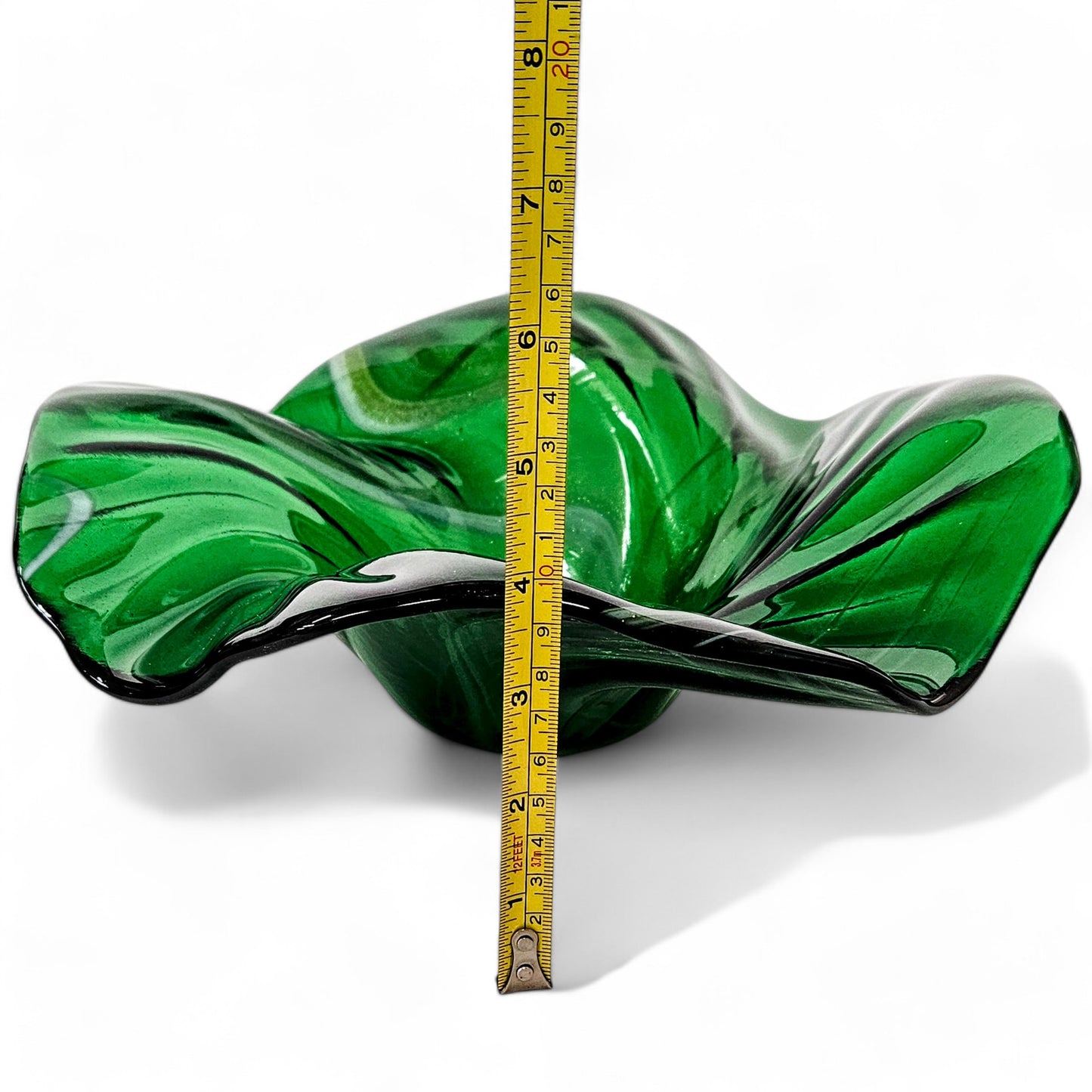 Glass Art Wave Bowl in Kelly Green Aventurine Glass
