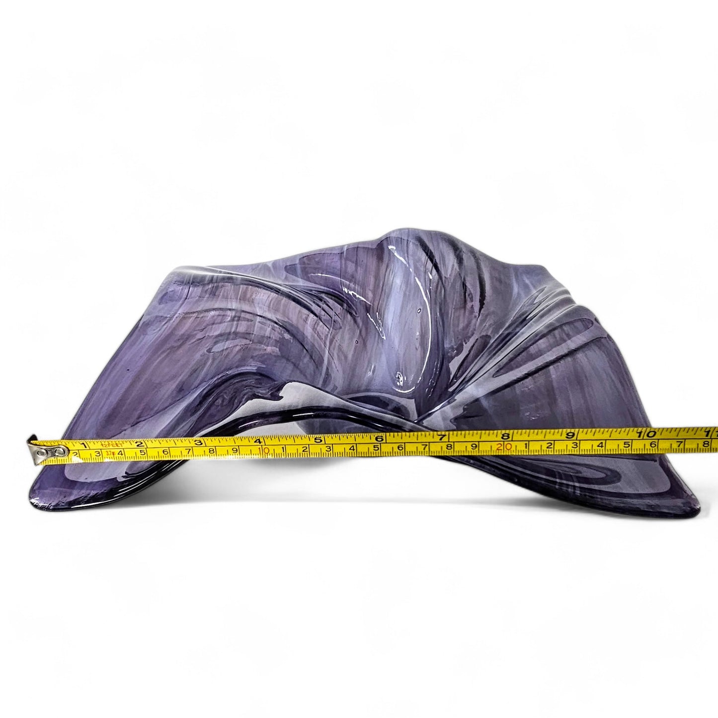 Glass Art Wave Bowl in Bluish Purple and White