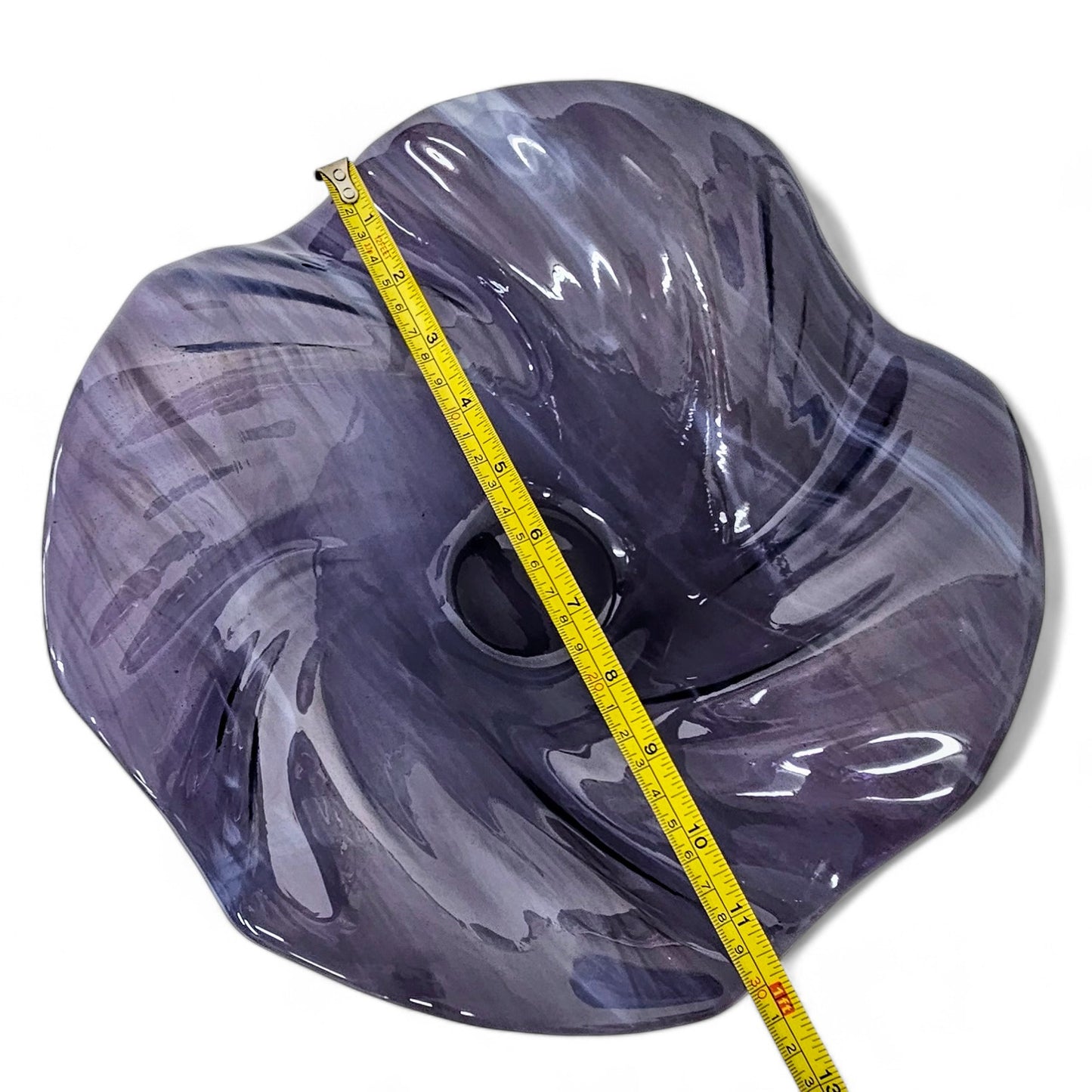 Glass Art Wave Bowl in Bluish Purple and White