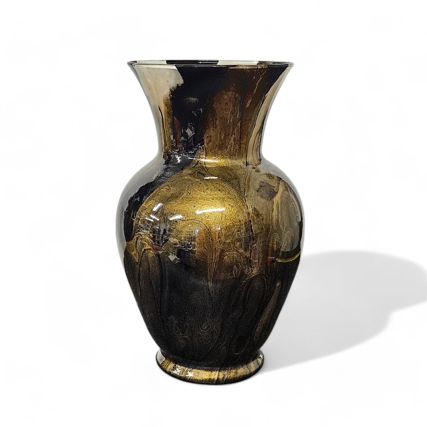 Black and Metallic Gold Large Centerpiece Vase