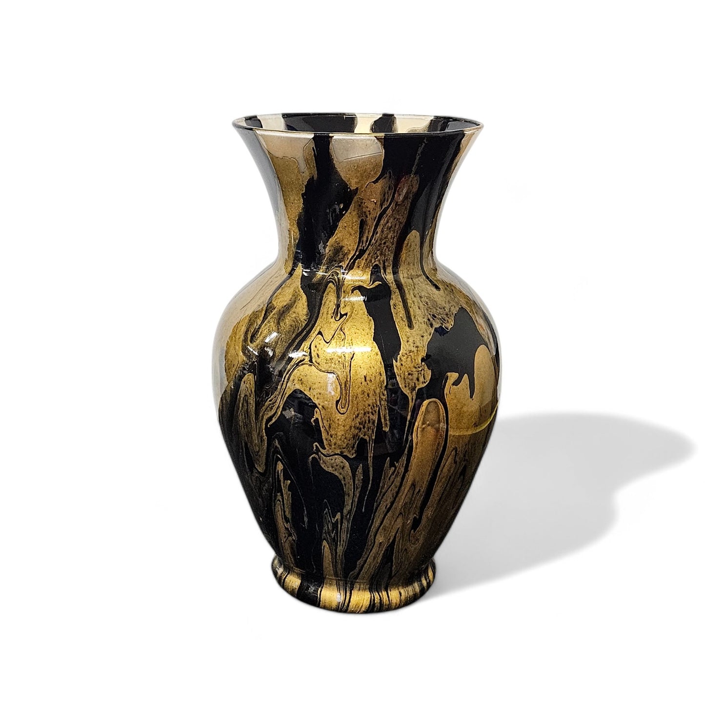 Black and Metallic Gold Large Centerpiece Vase