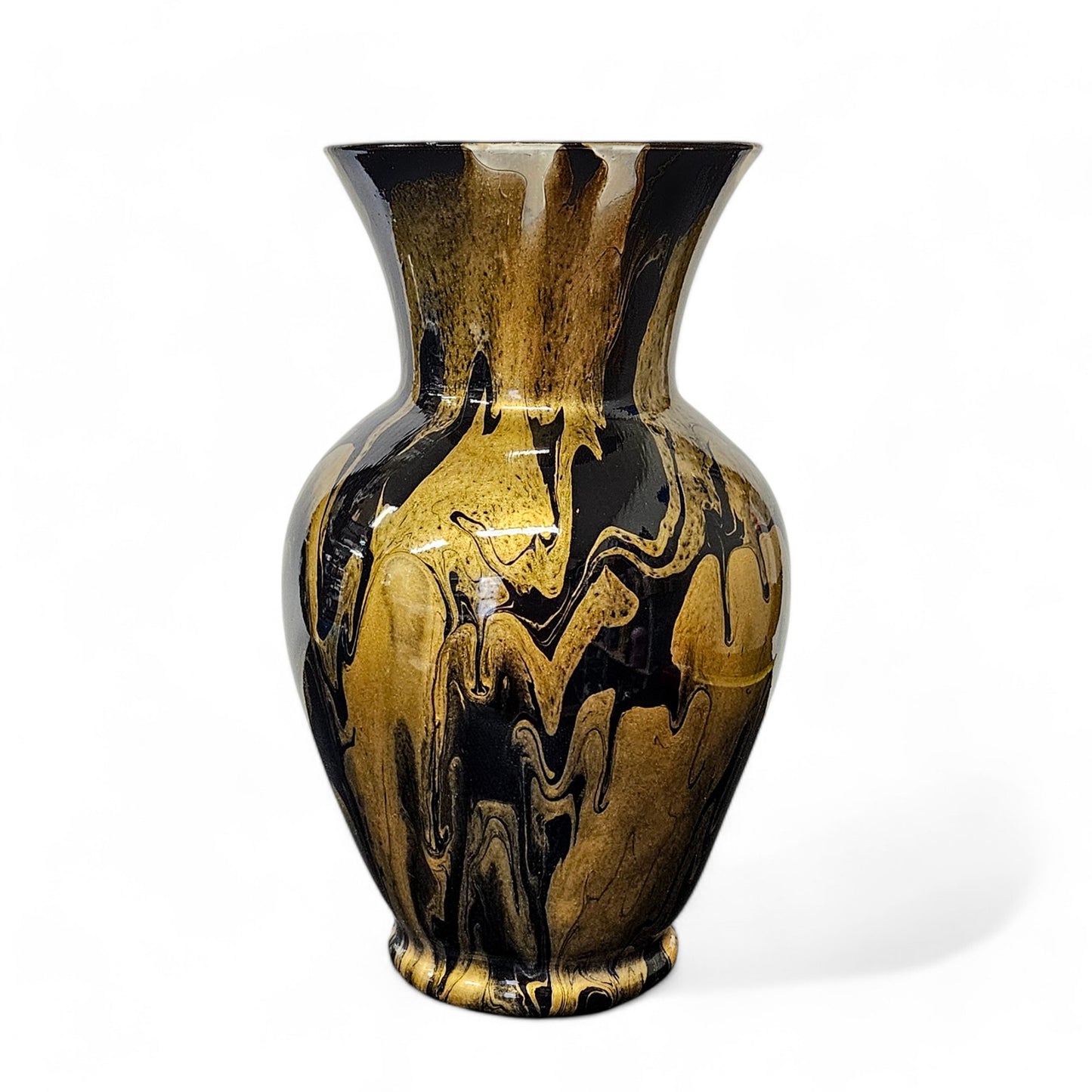 Black and Metallic Gold Large Centerpiece Vase