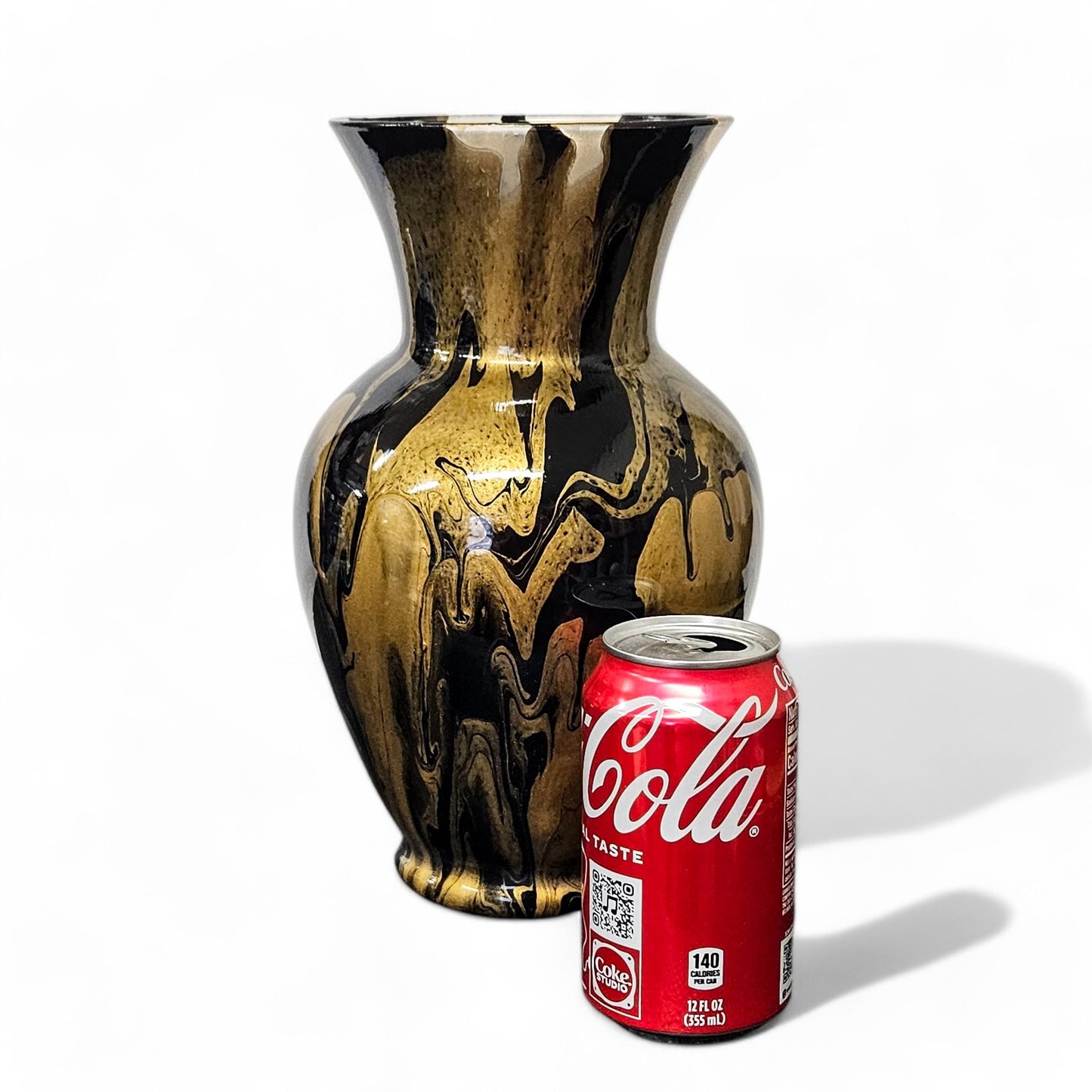Black and Metallic Gold Large Centerpiece Vase