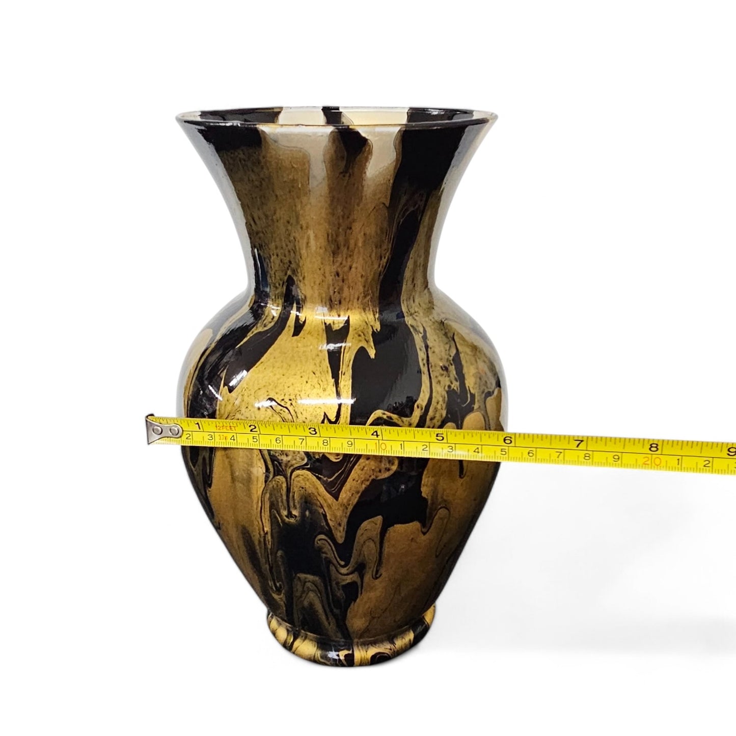 Black and Metallic Gold Large Centerpiece Vase