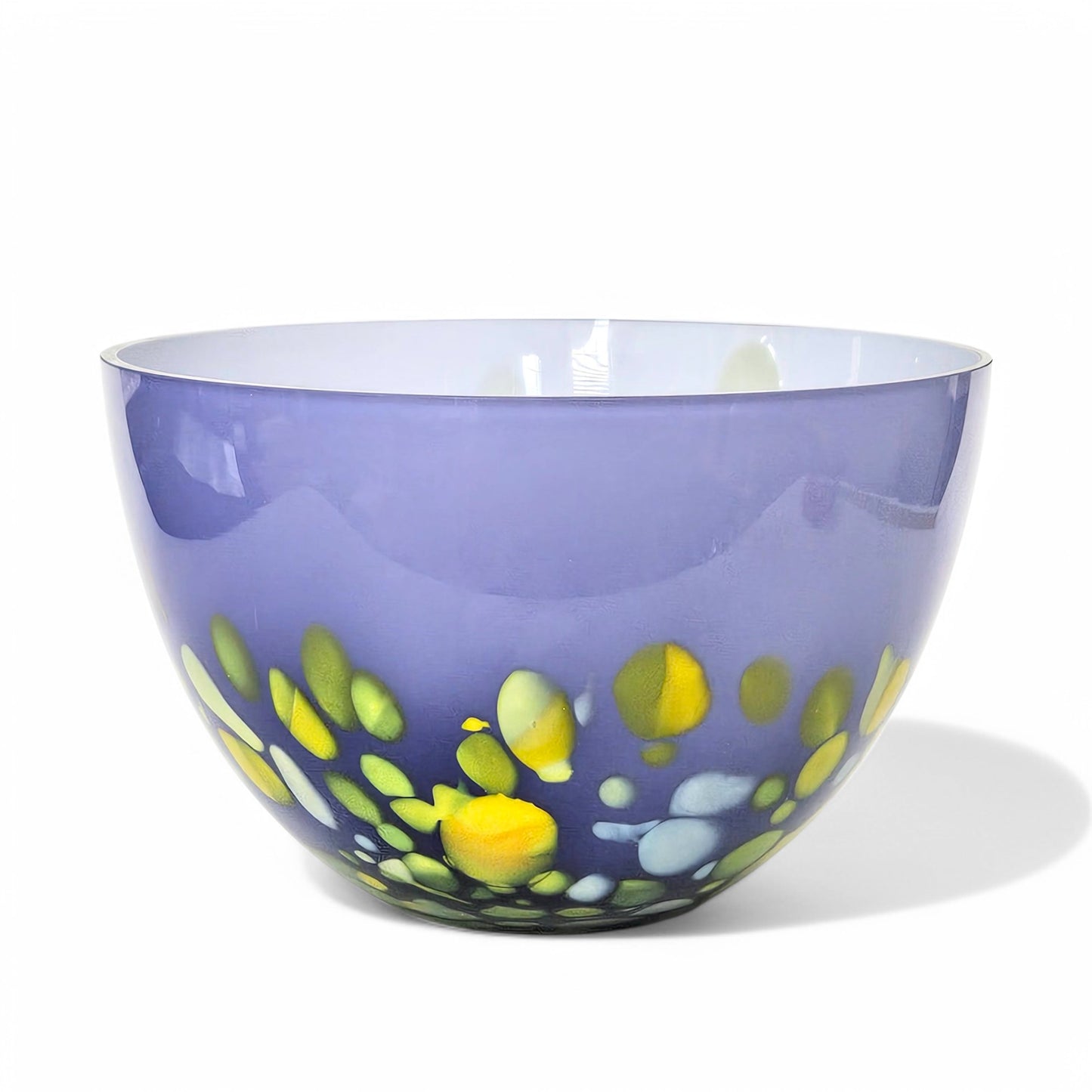 Sasaki Glass Lavender Serving Bowl with Green Yellow Accents