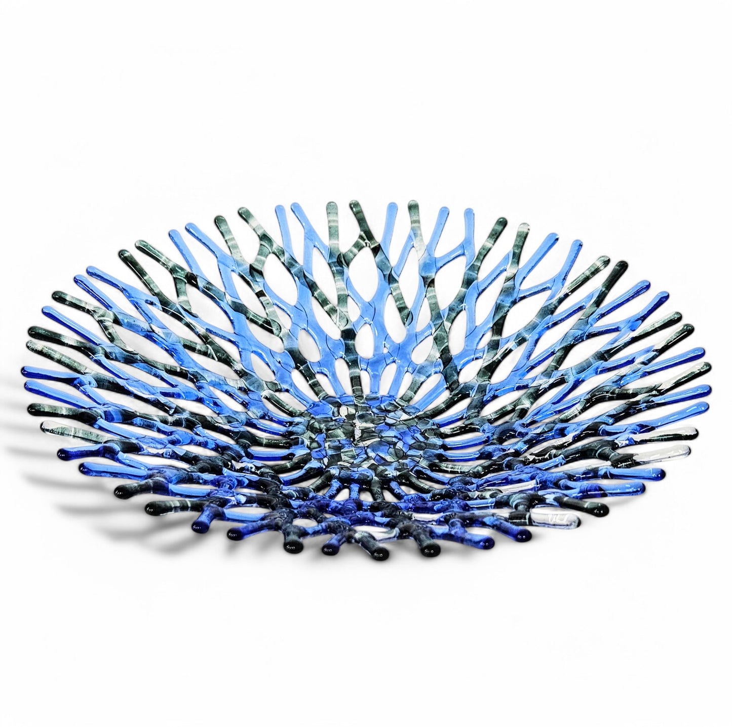 Lacy Glass Art Sea Coral Fruit Bowl | Ocean Life Centerpiece | Beach Themed Table Decor