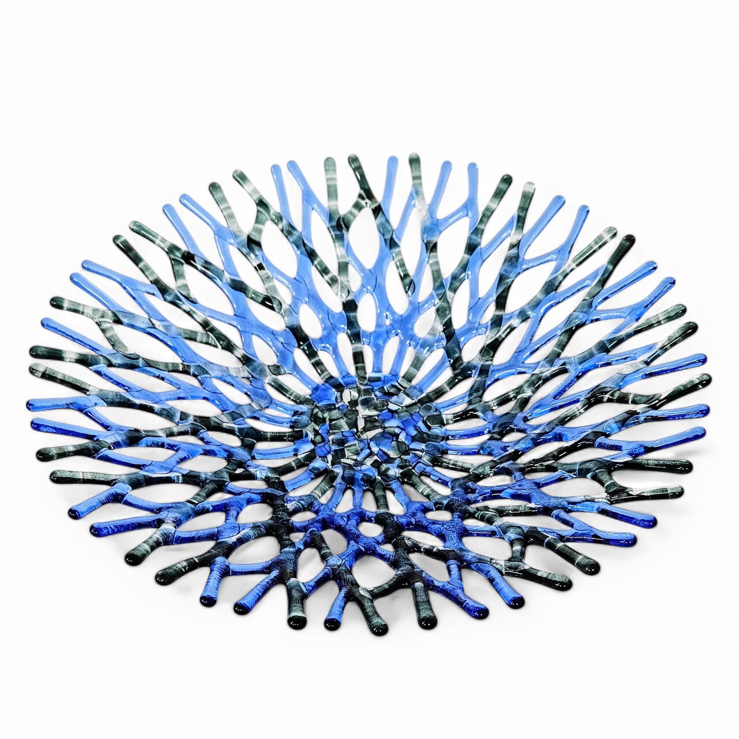 Lacy Glass Art Sea Coral Fruit Bowl | Ocean Life Centerpiece | Beach Themed Table Decor