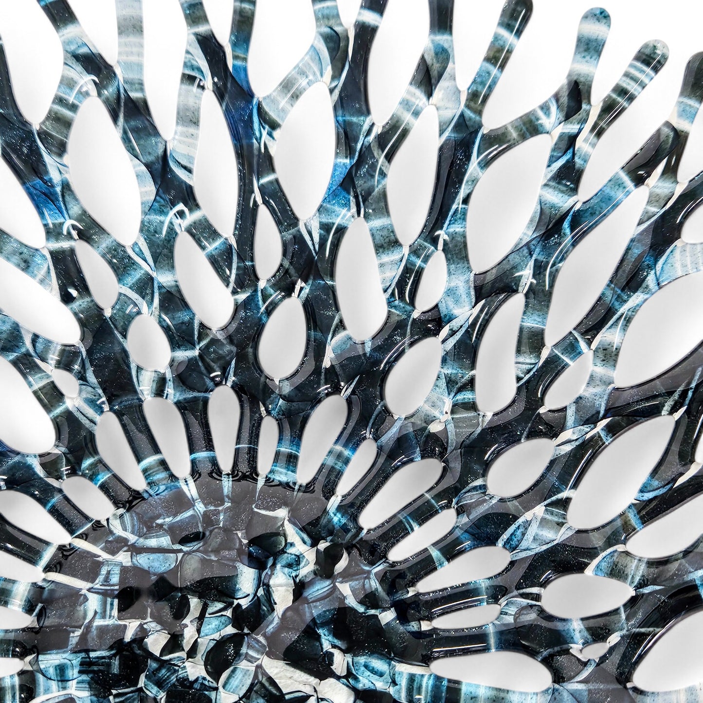 Midnight Blue Glass Art Coral Bowl