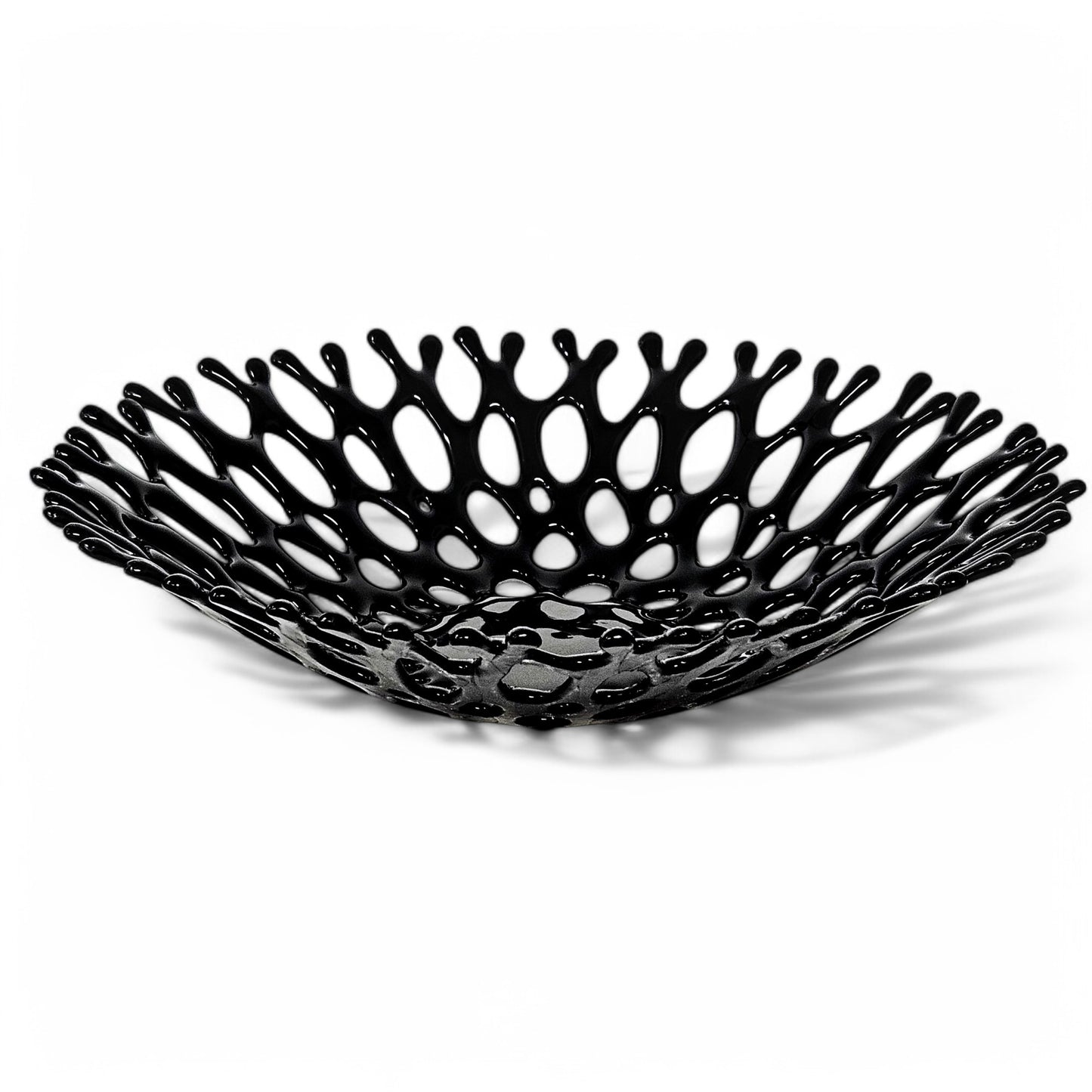 Black Glass Art Coral Bowl