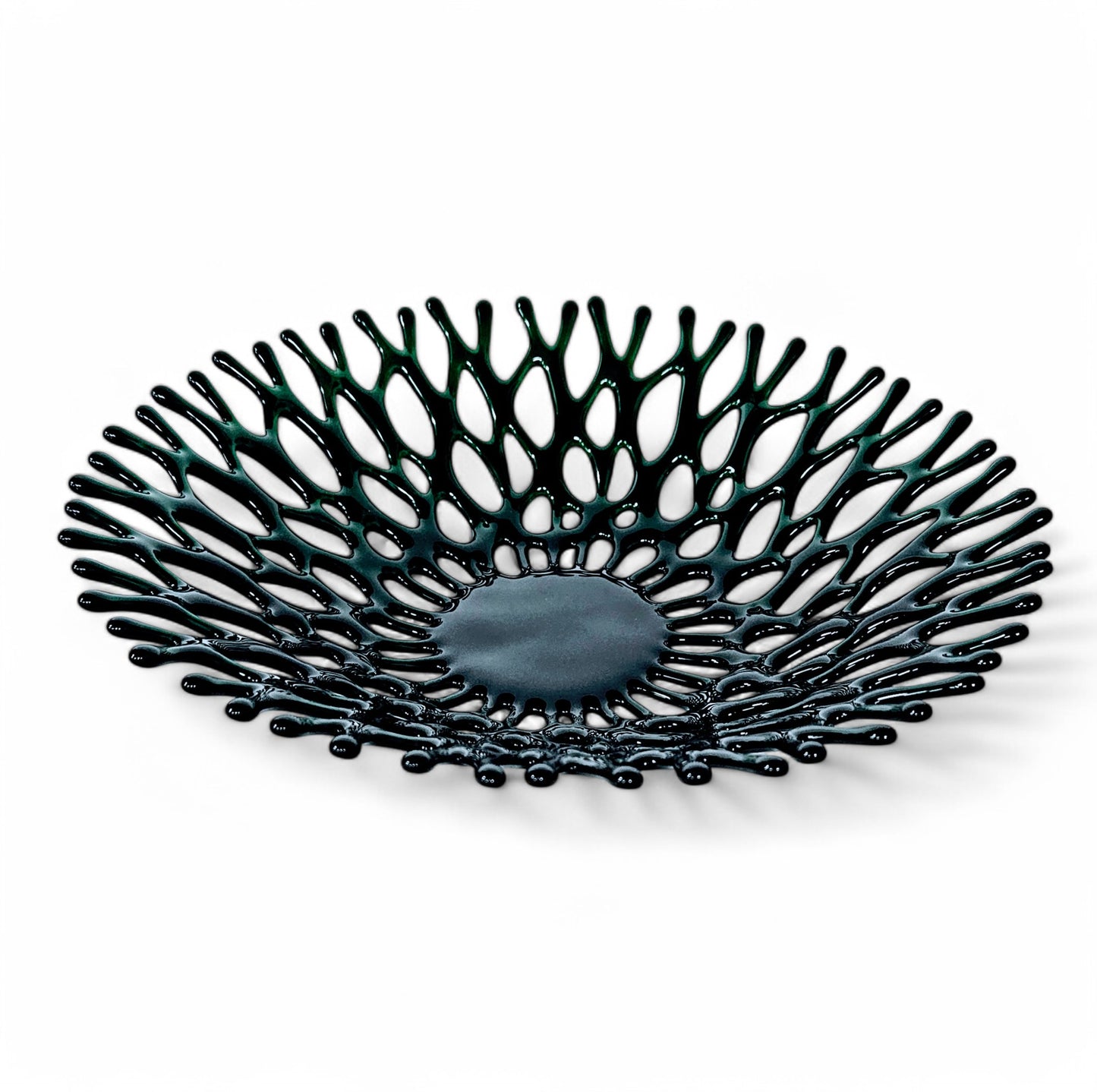 Fused Glass Art Fruit Bowl in Emerald Forest Green
