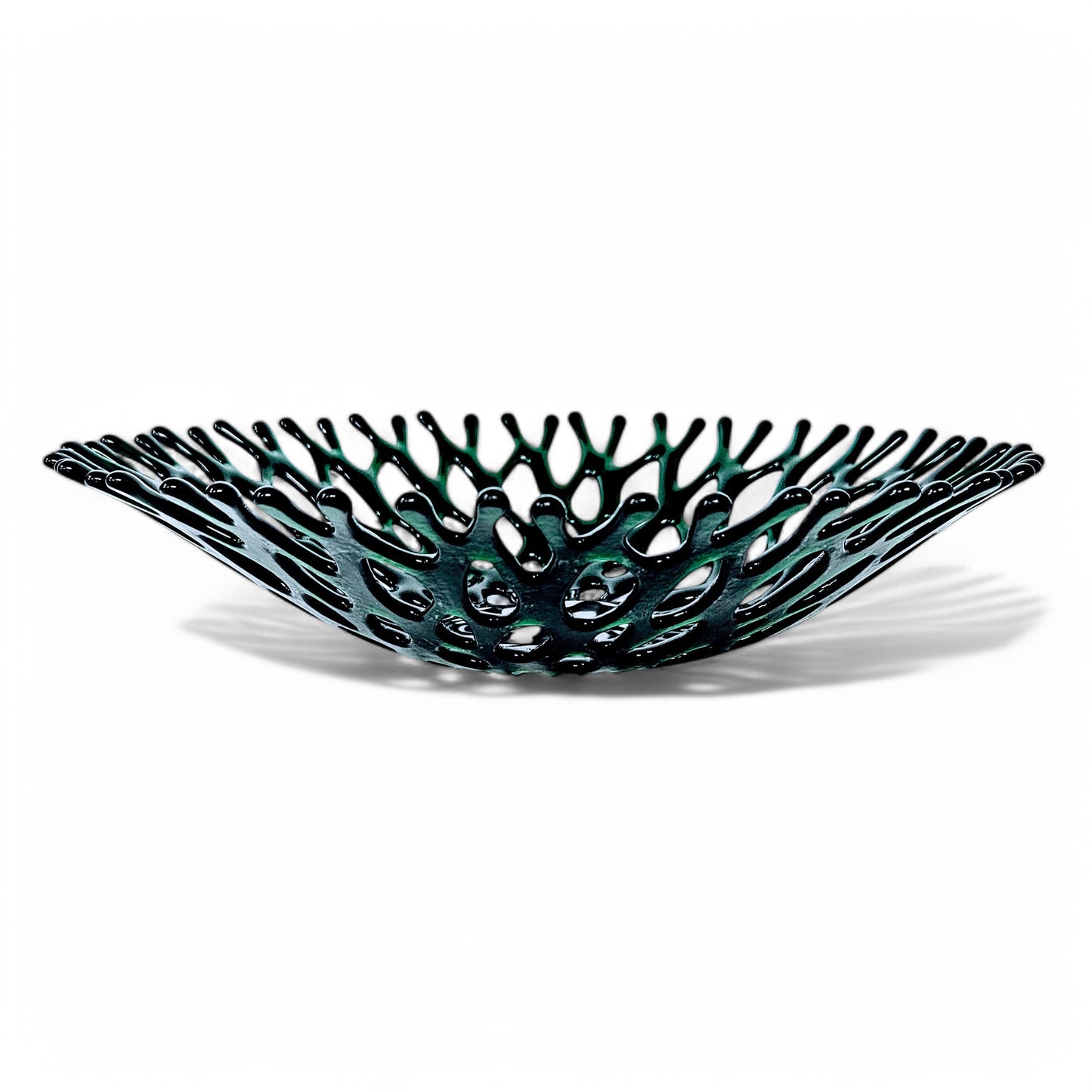 Fused Glass Art Fruit Bowl in Emerald Forest Green