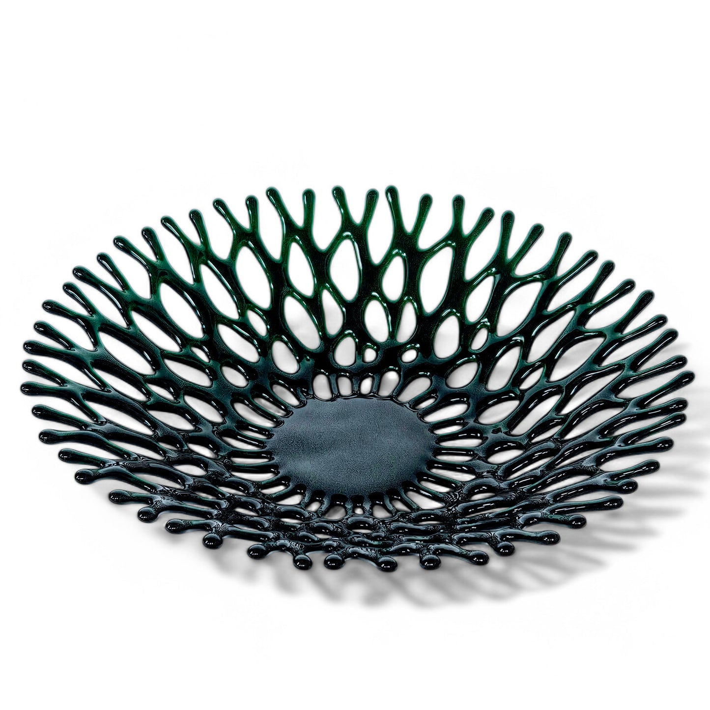 Fused Glass Art Fruit Bowl in Emerald Forest Green