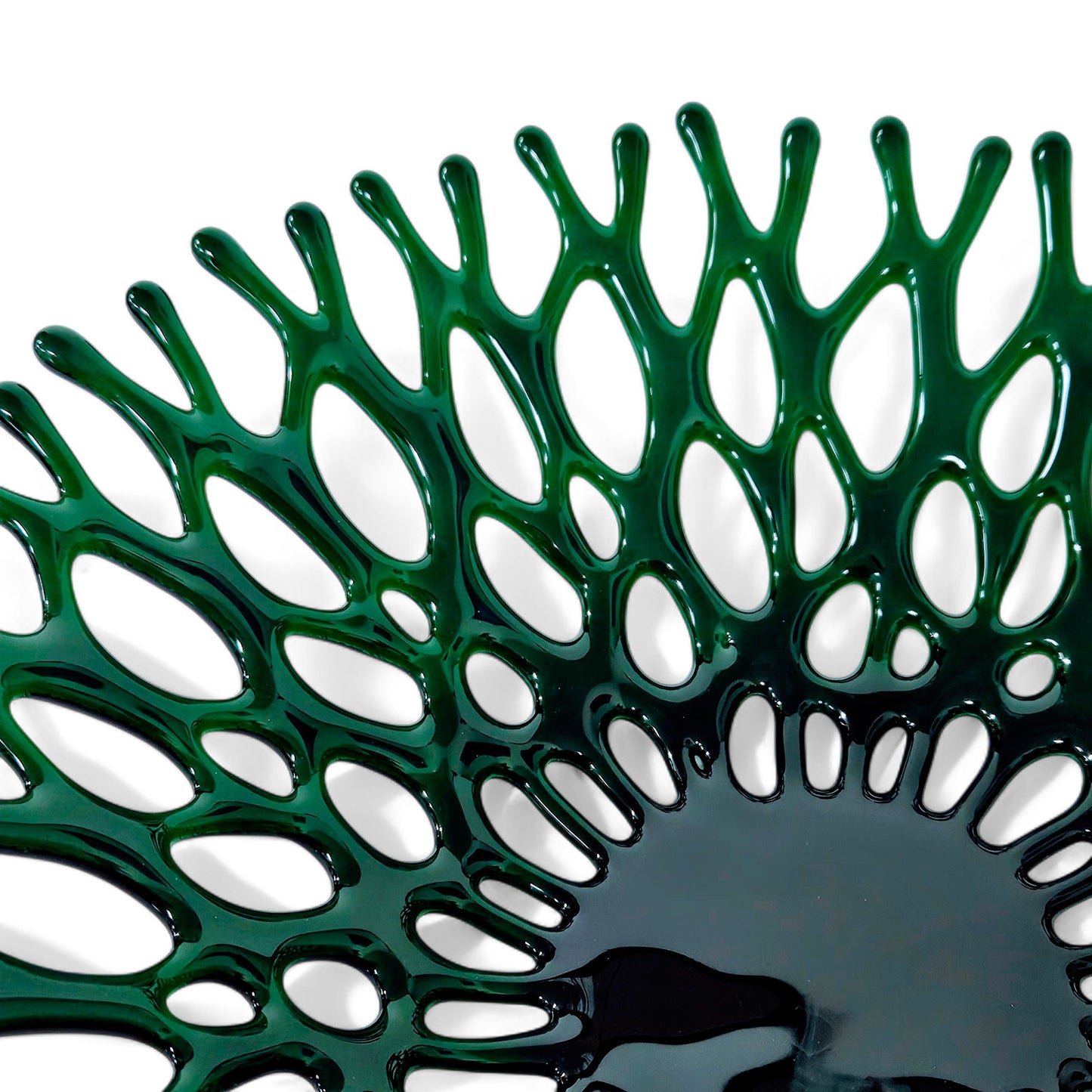 Fused Glass Art Fruit Bowl in Emerald Forest Green