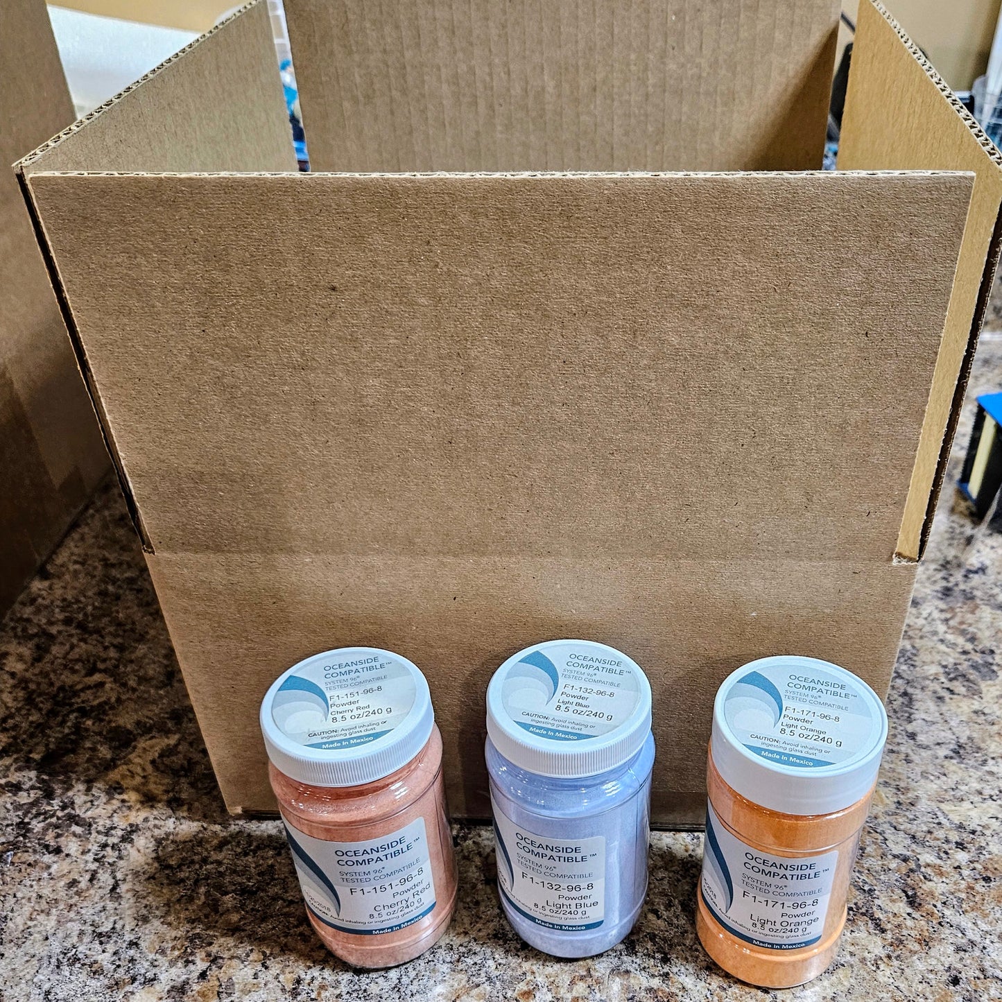48.5 Jars of Oceanside/Spectrum 96 Powder Frit 8.5 oz each