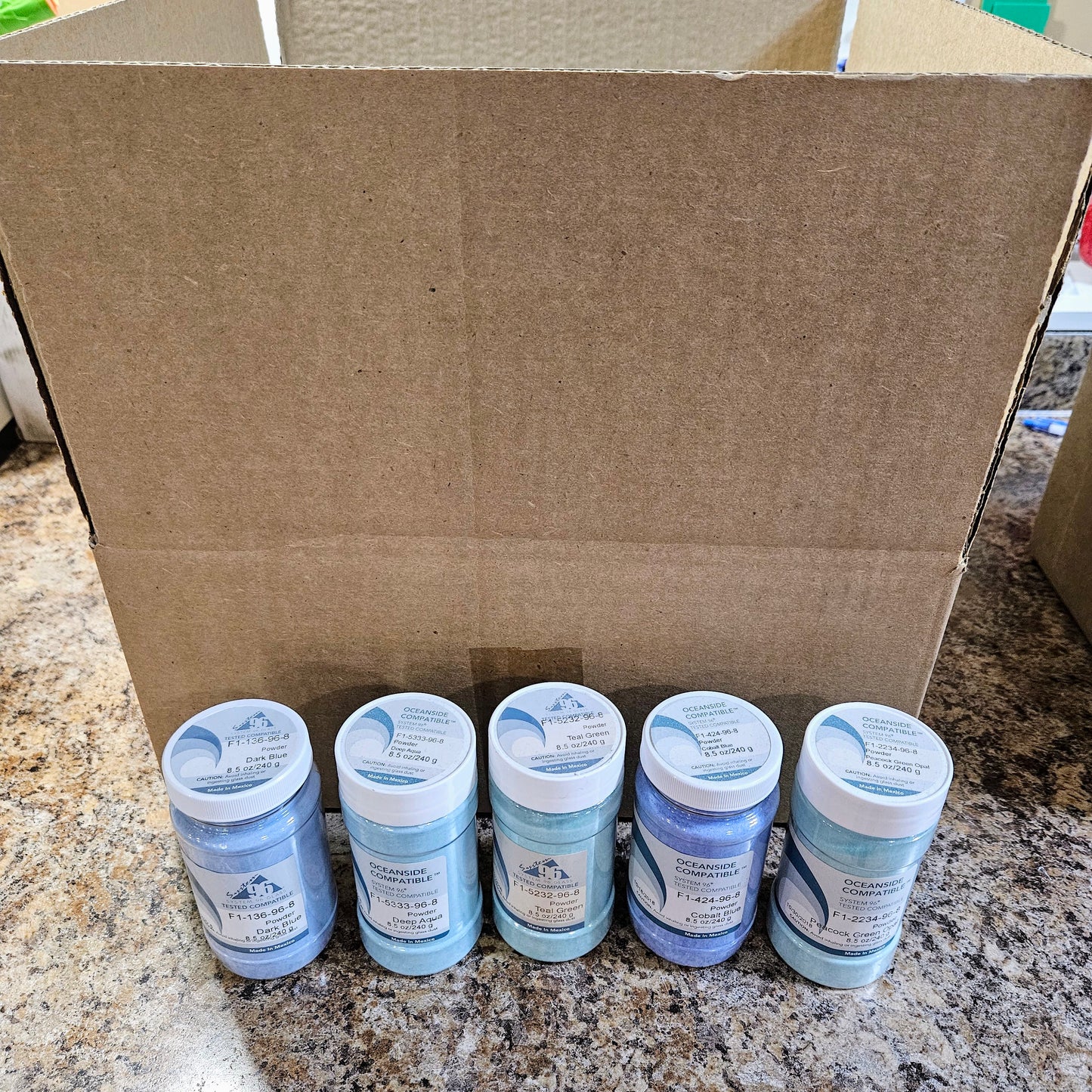 48.5 Jars of Oceanside/Spectrum 96 Powder Frit 8.5 oz each