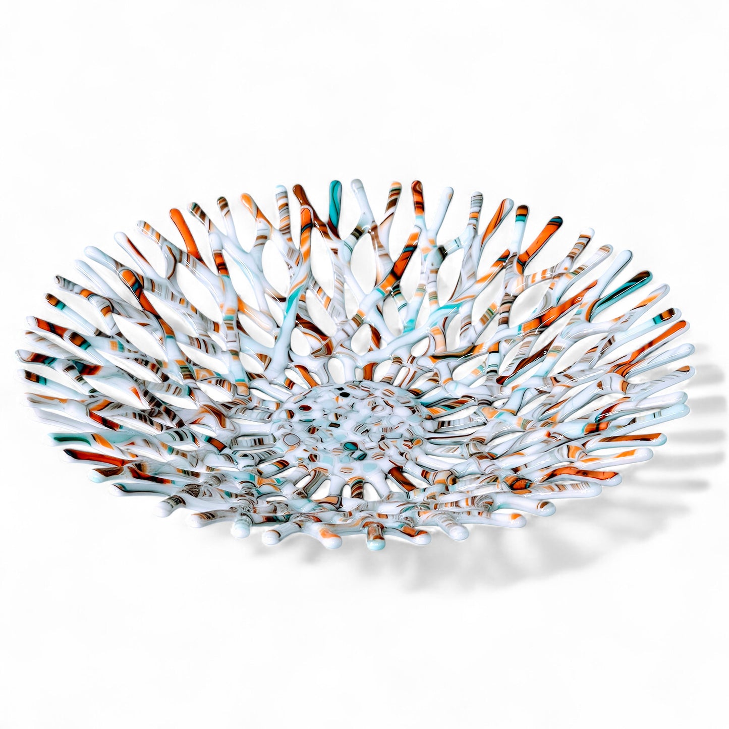Southwestern Fused Glass Art Coral Bowl | Beach Decor