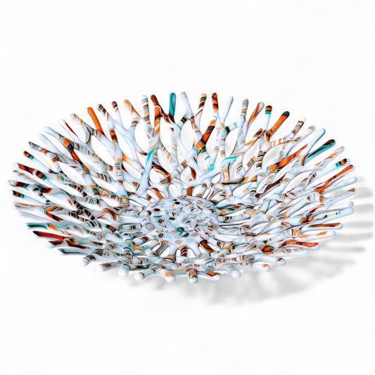 Southwestern Fused Glass Art Coral Bowl | Beach Decor