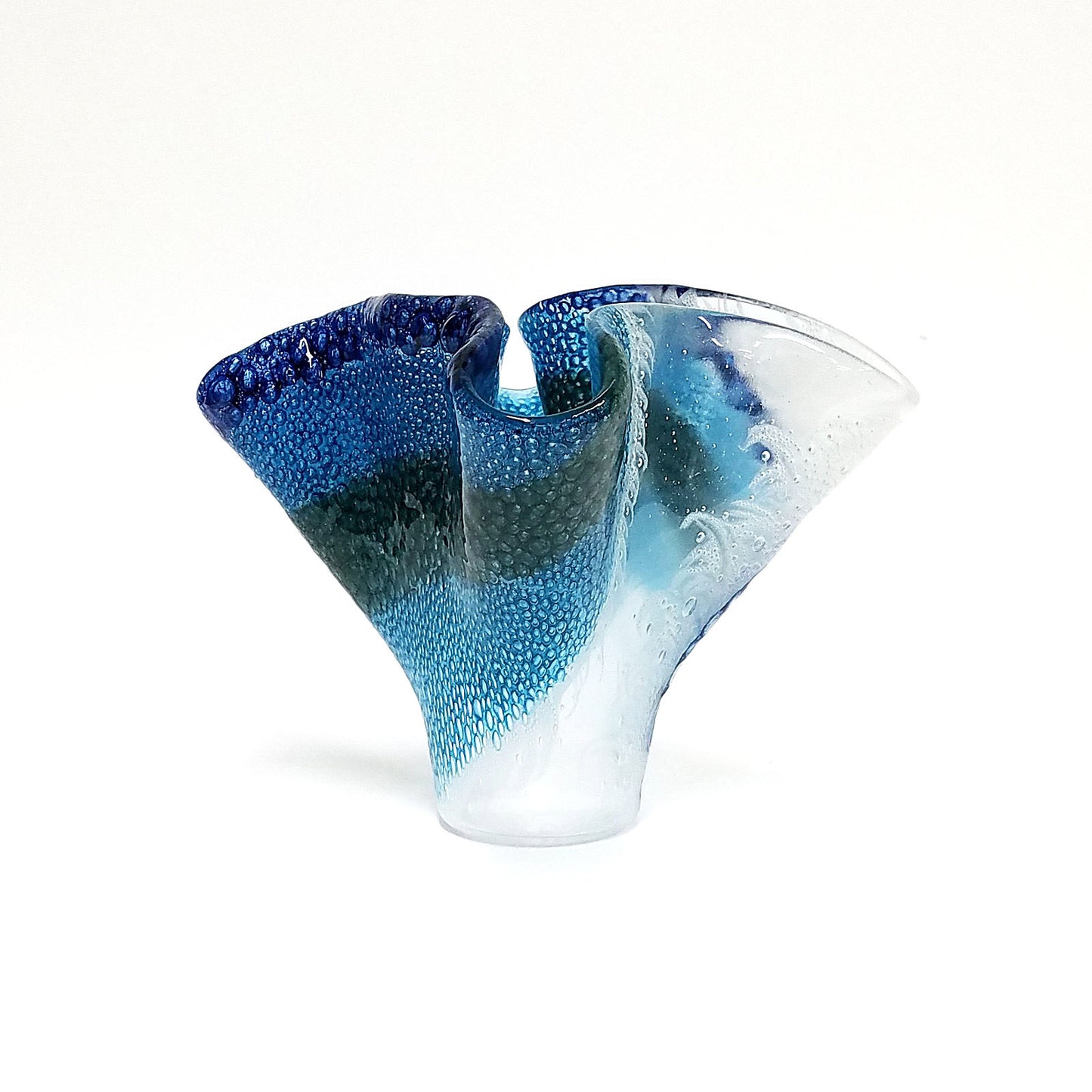 Fused Glass Crashing Ocean Wave Vase