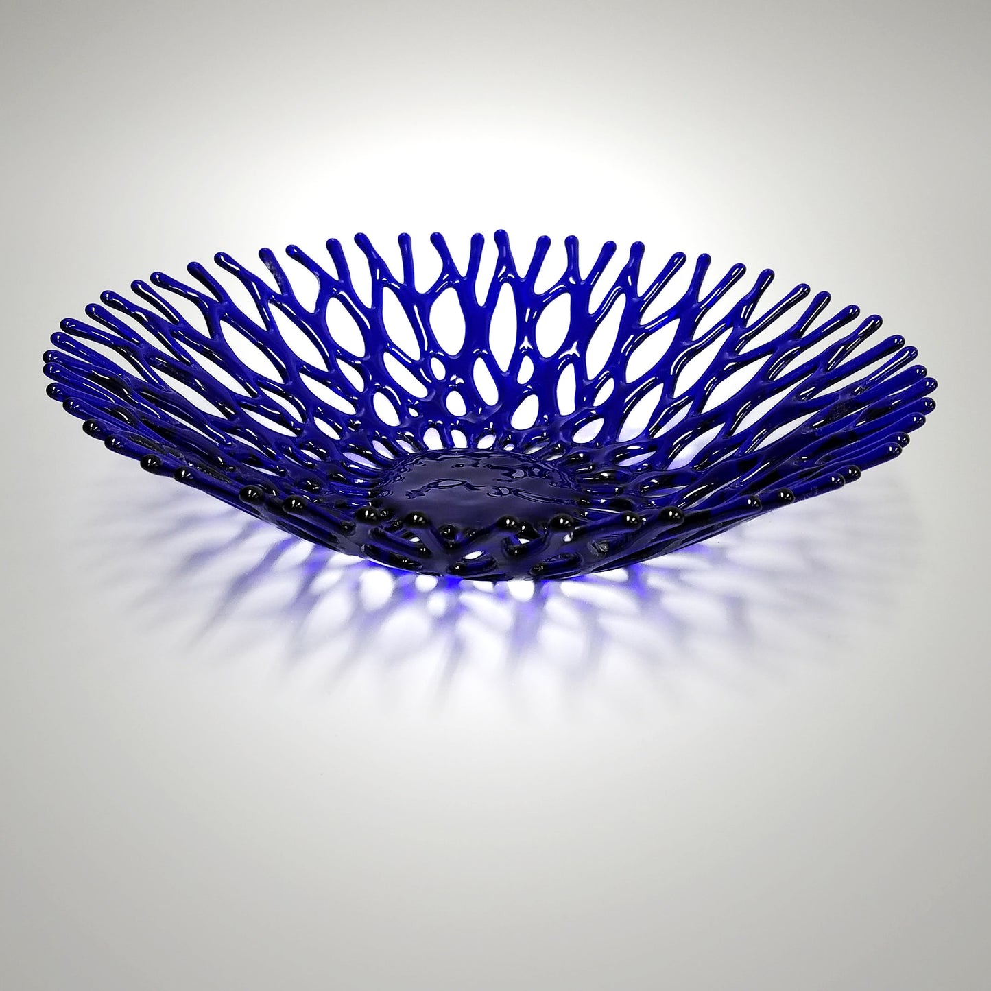 Cobalt Blue Glass Art Coral Bowl