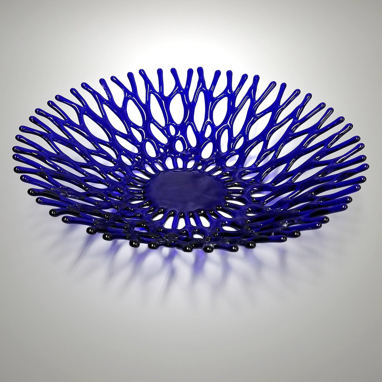 Cobalt Blue Glass Art Coral Bowl